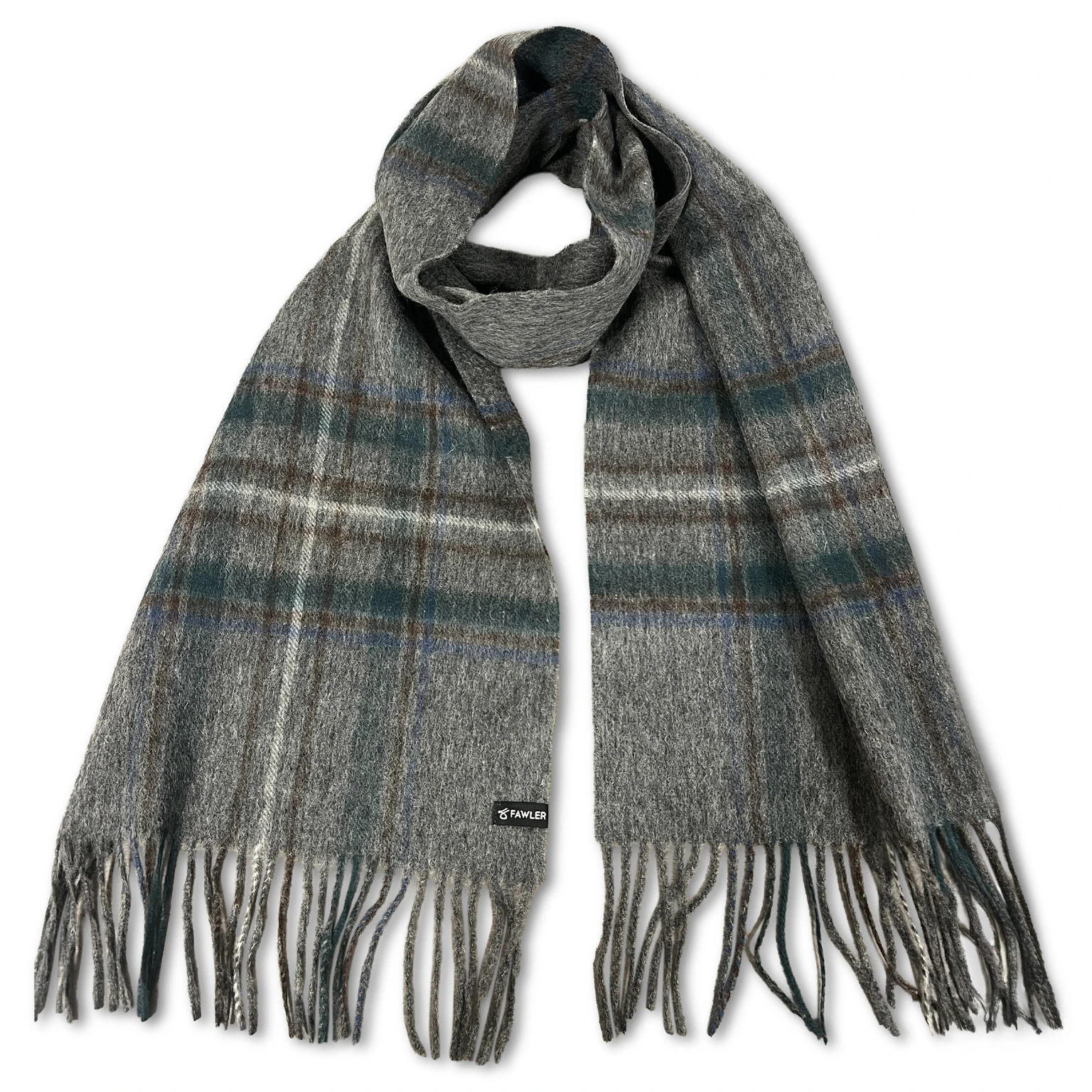 Highlands | Écharpe en laine style "chasseur" à carreaux gris & bleu Highlands | Écharpe en laine style "chasseur" à carreaux gris & bleu
