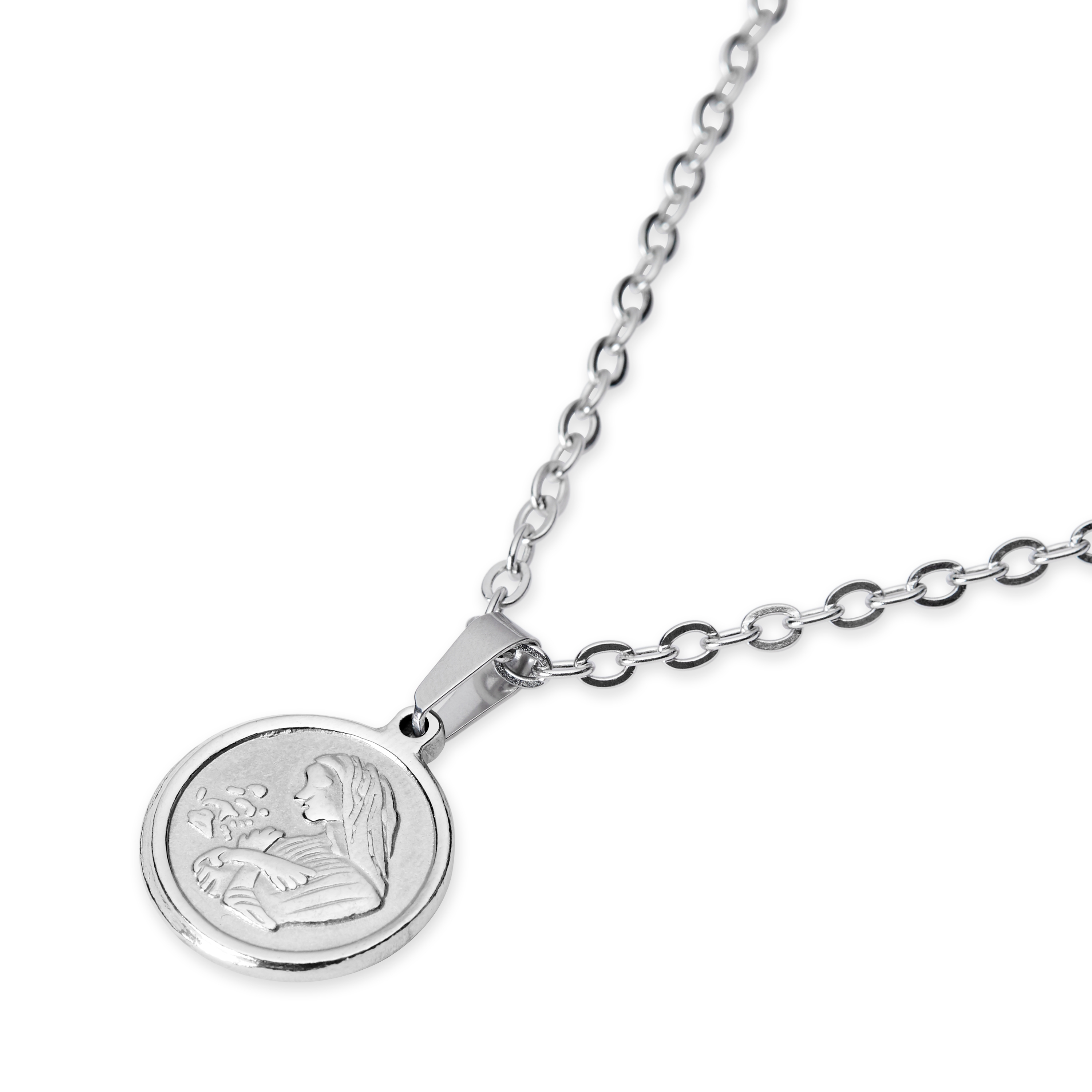 Colgante y collar plateados de la Virgen María - 3