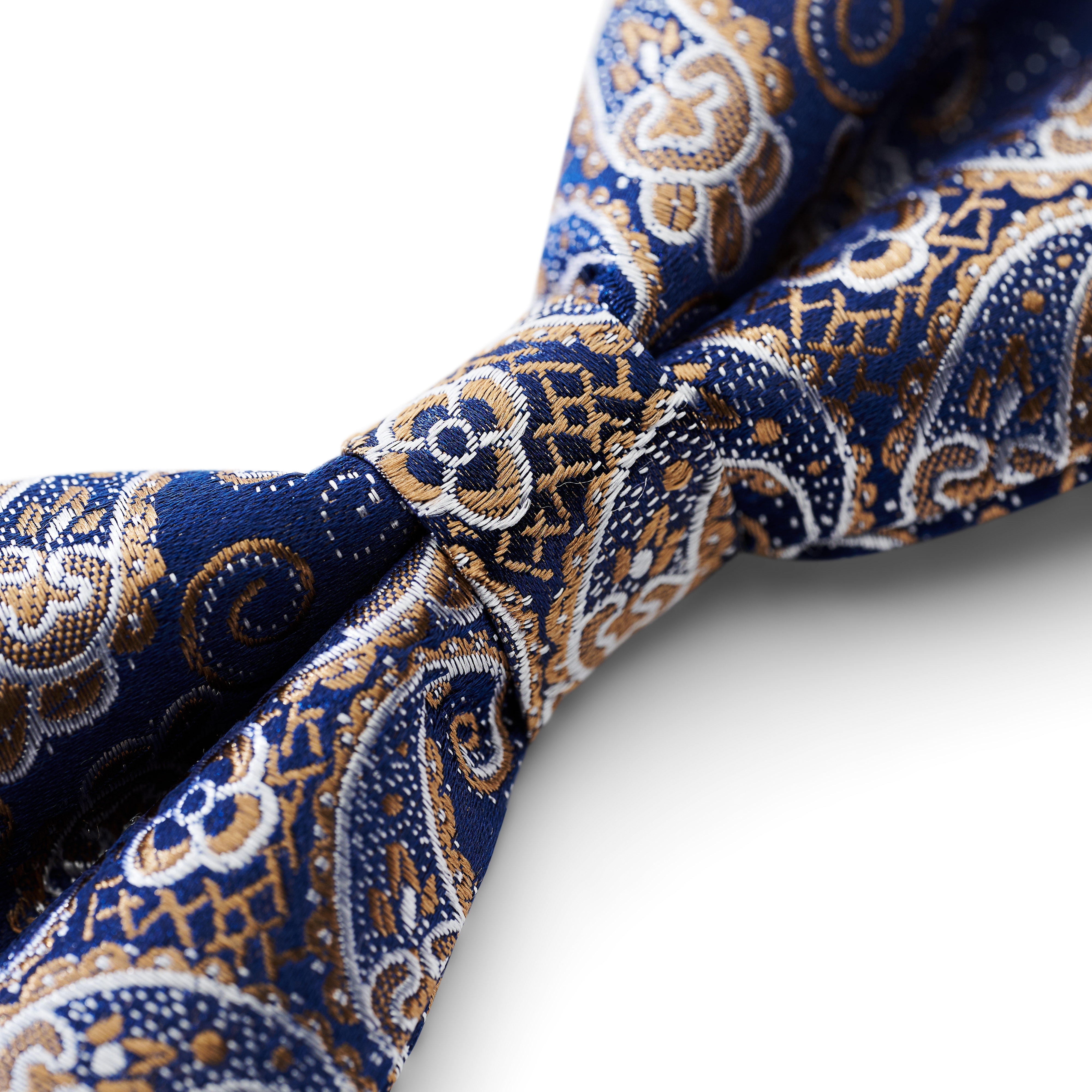 Blue & Gold Paisley Pattern Silk Pre-Tied Bow tie - 2