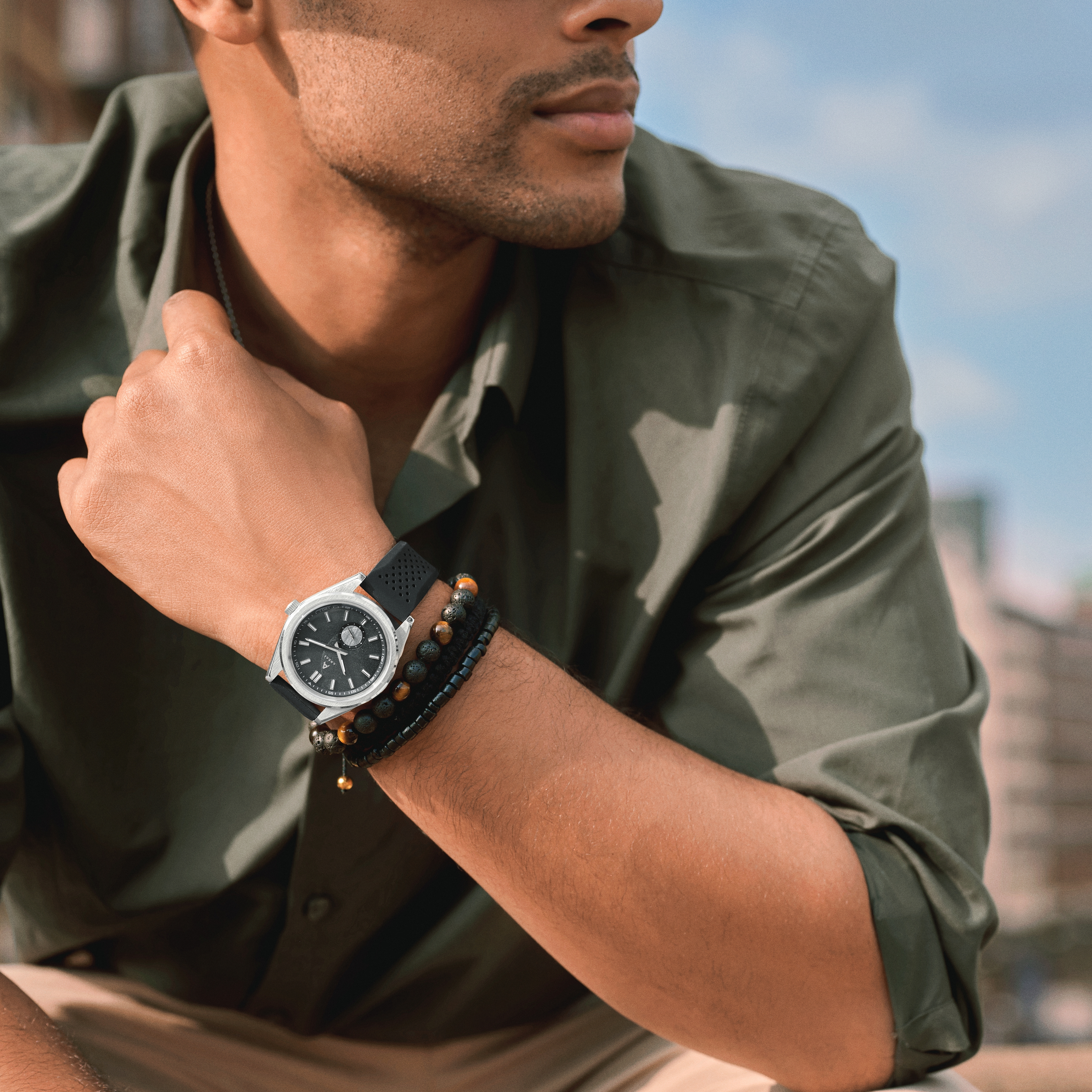 Mond | Silver-tone Stainless Steel and Grey Meteorite Watch - 6