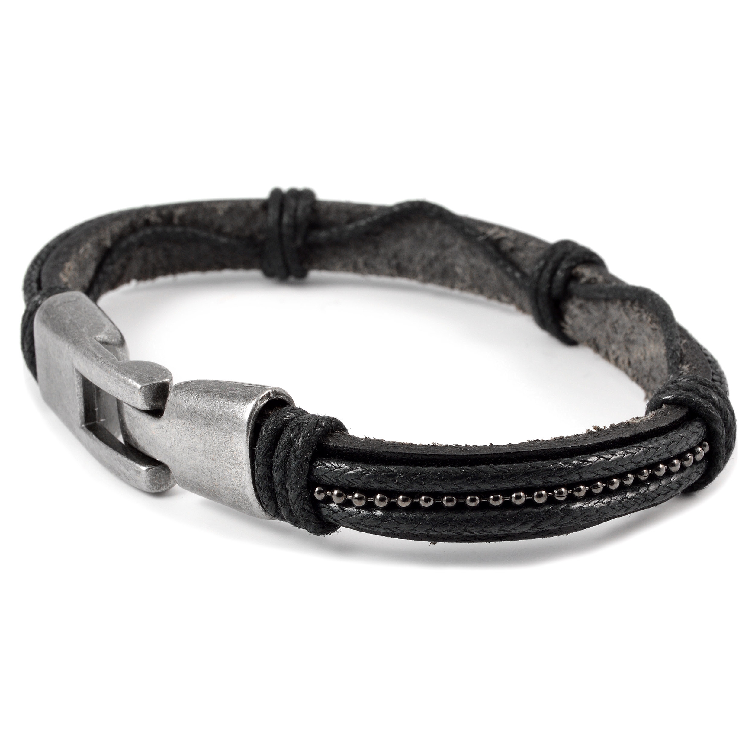 Szürke gyöngyös bőr karkötő - 3