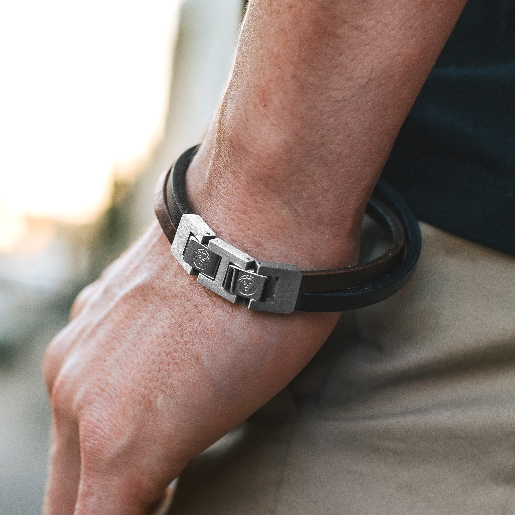 Σκουρόχρωμο Δερμάτινο Βραχιόλι Dark & Steel Roy Single Wrap - 6