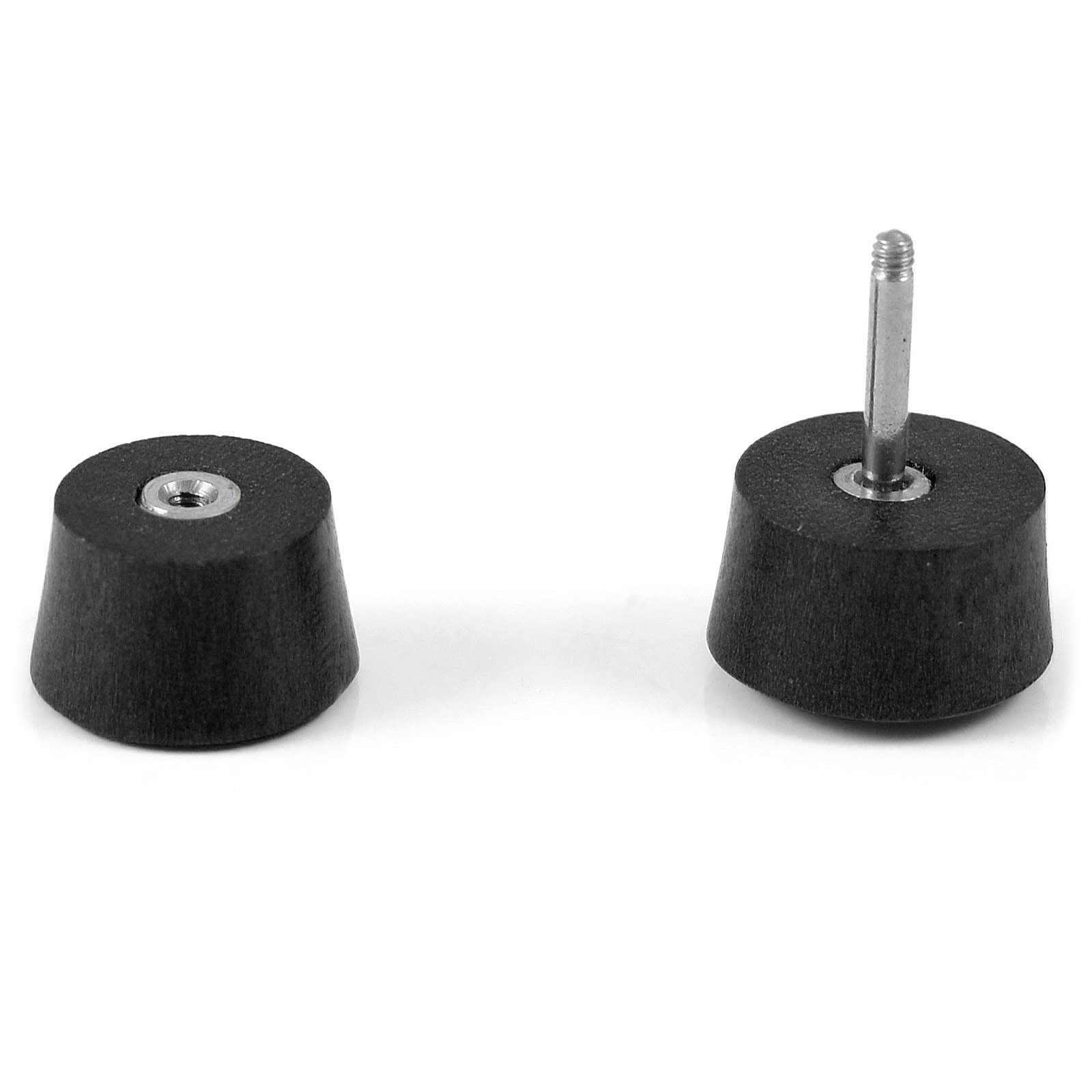 Satago | Faux Écarteur Clou d'Oreille évasé en acier inoxydable & bois de chêne noir 8 mm - 2