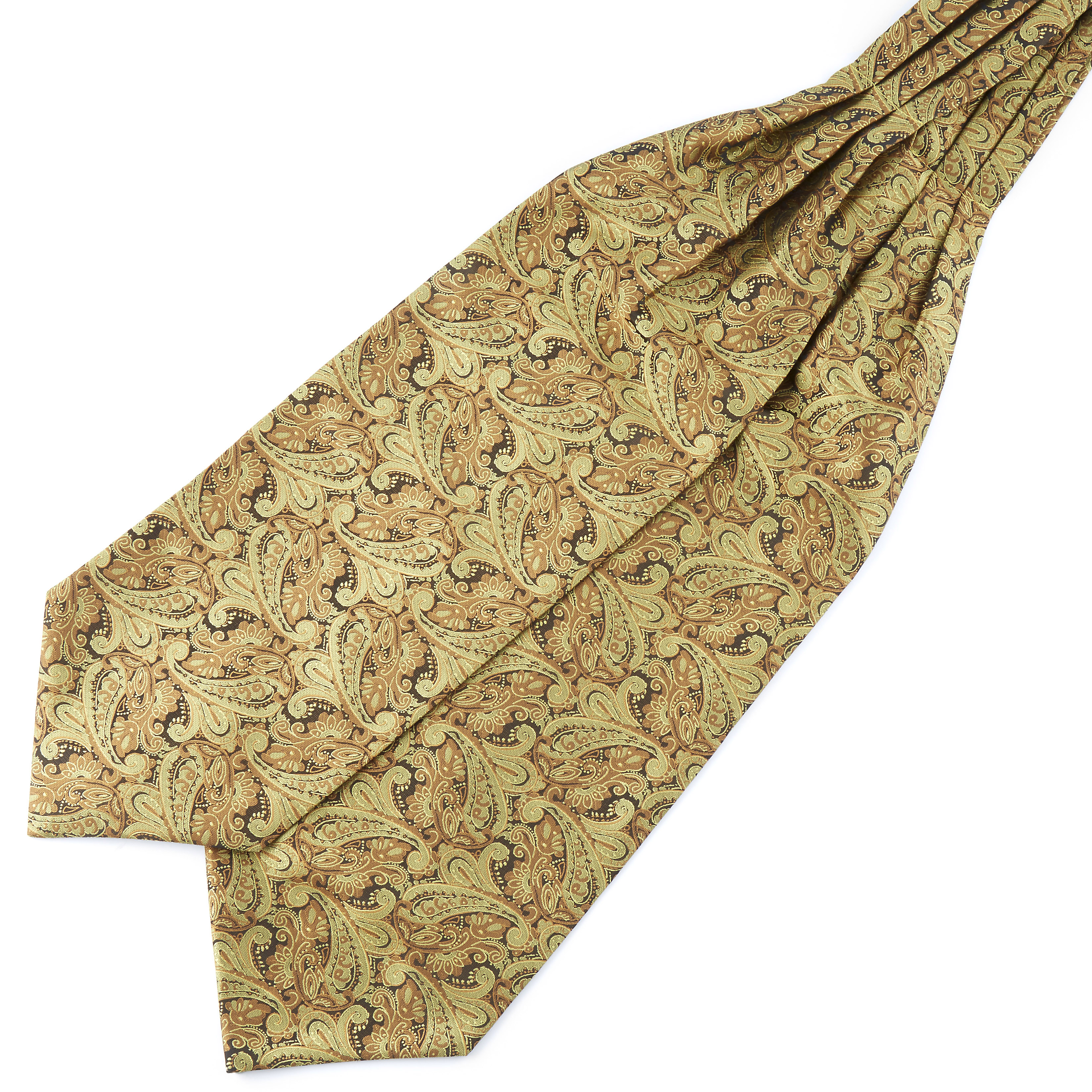 Pañuelo Ascot de poliéster con estampado cachemira dorado - 1