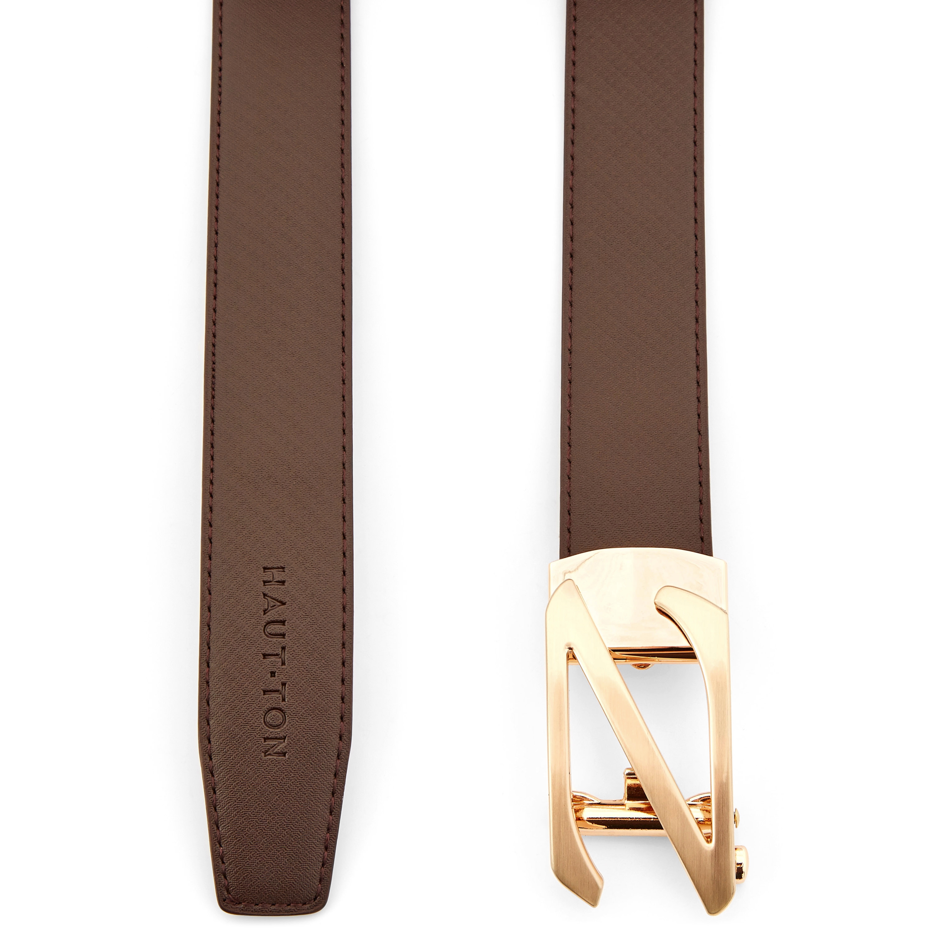 Brunt Skinnbelte med 'Z'-Spenne - 2