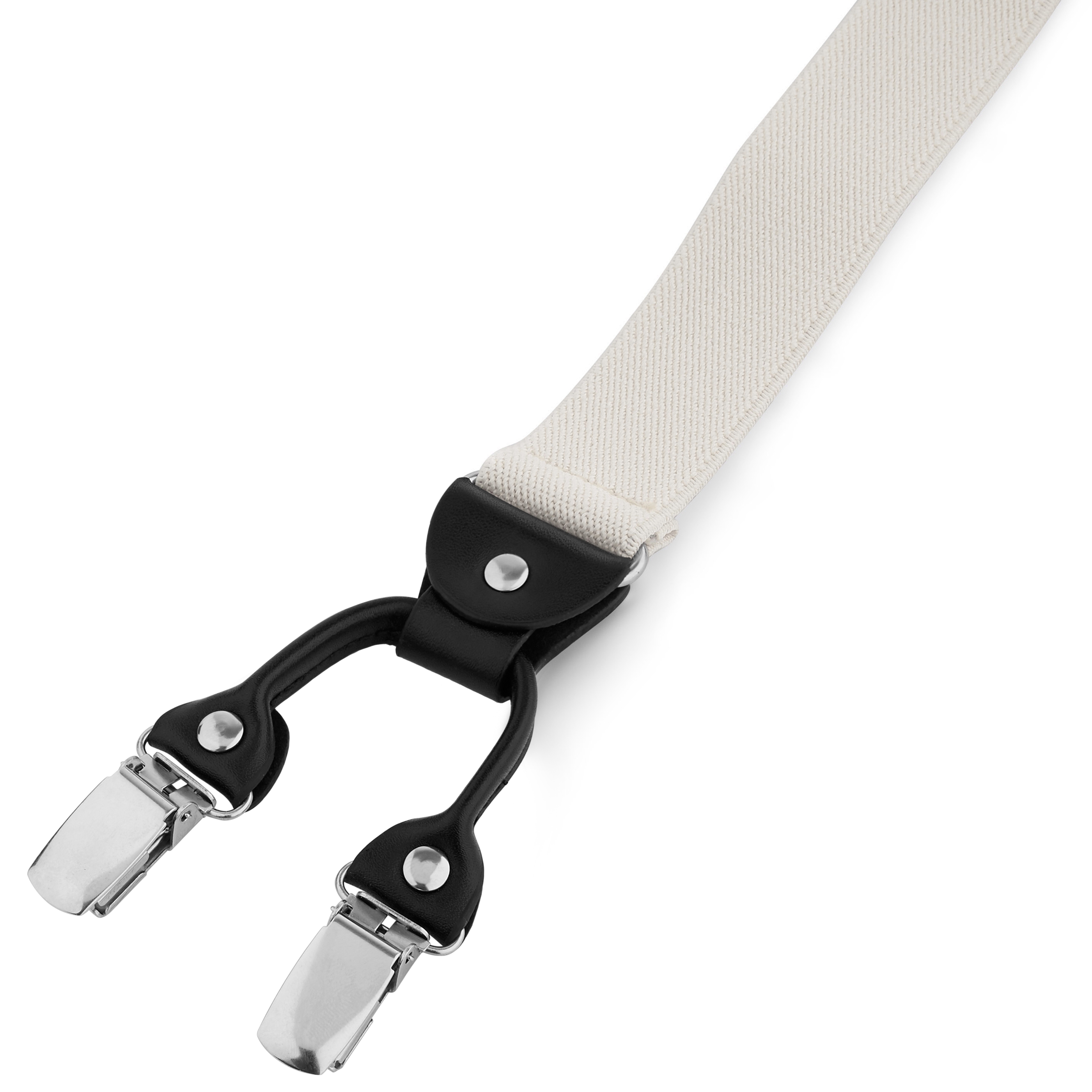 Тесни тиранти в цвят слонова кост с клипс - 2