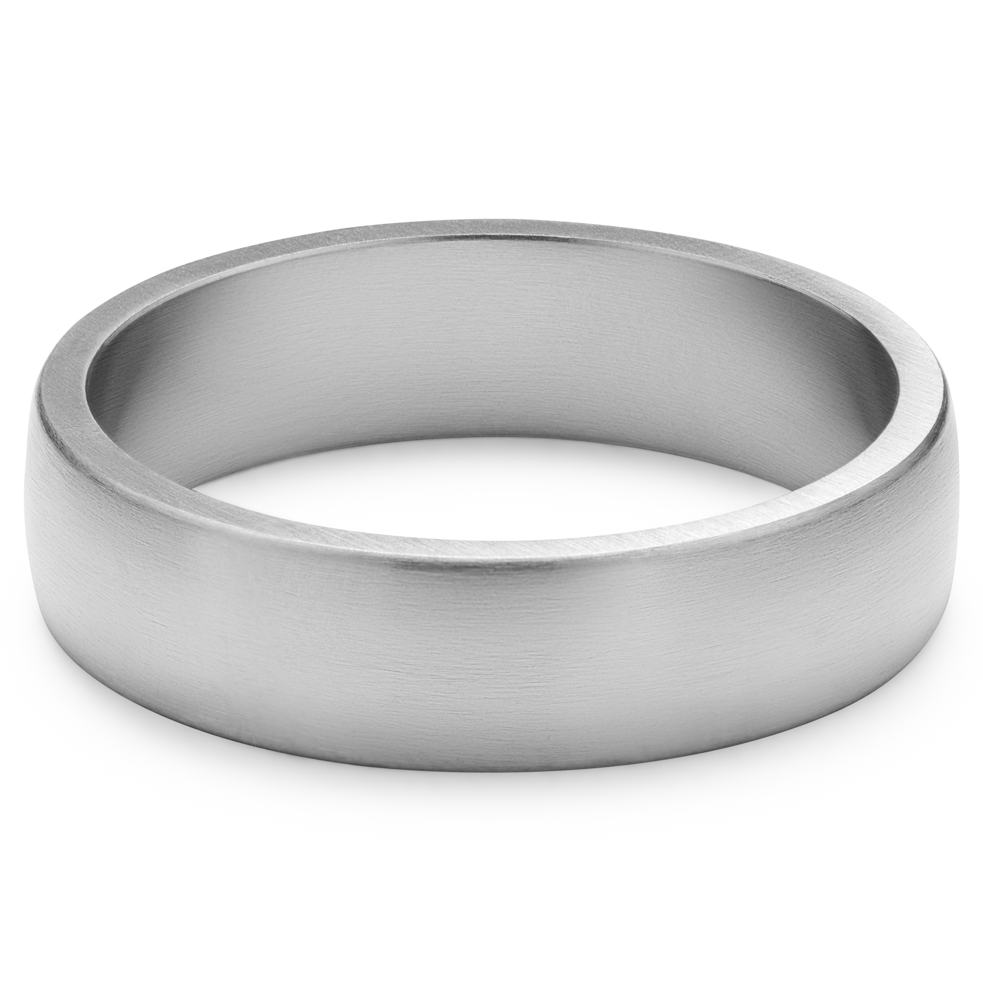 Ferrum | 6 mm Brushed Silver-tone Stainless Steel D-Shape Ring - 5