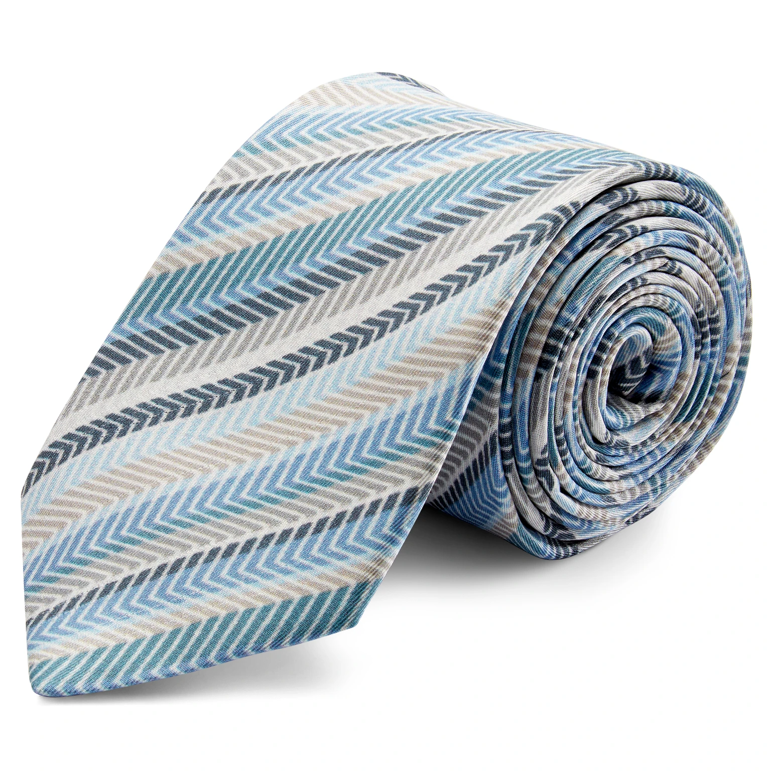 Sky Blue & Grey Herringbone Striped Silk Tie Sky Blue & Grey Herringbone Striped Silk Tie
