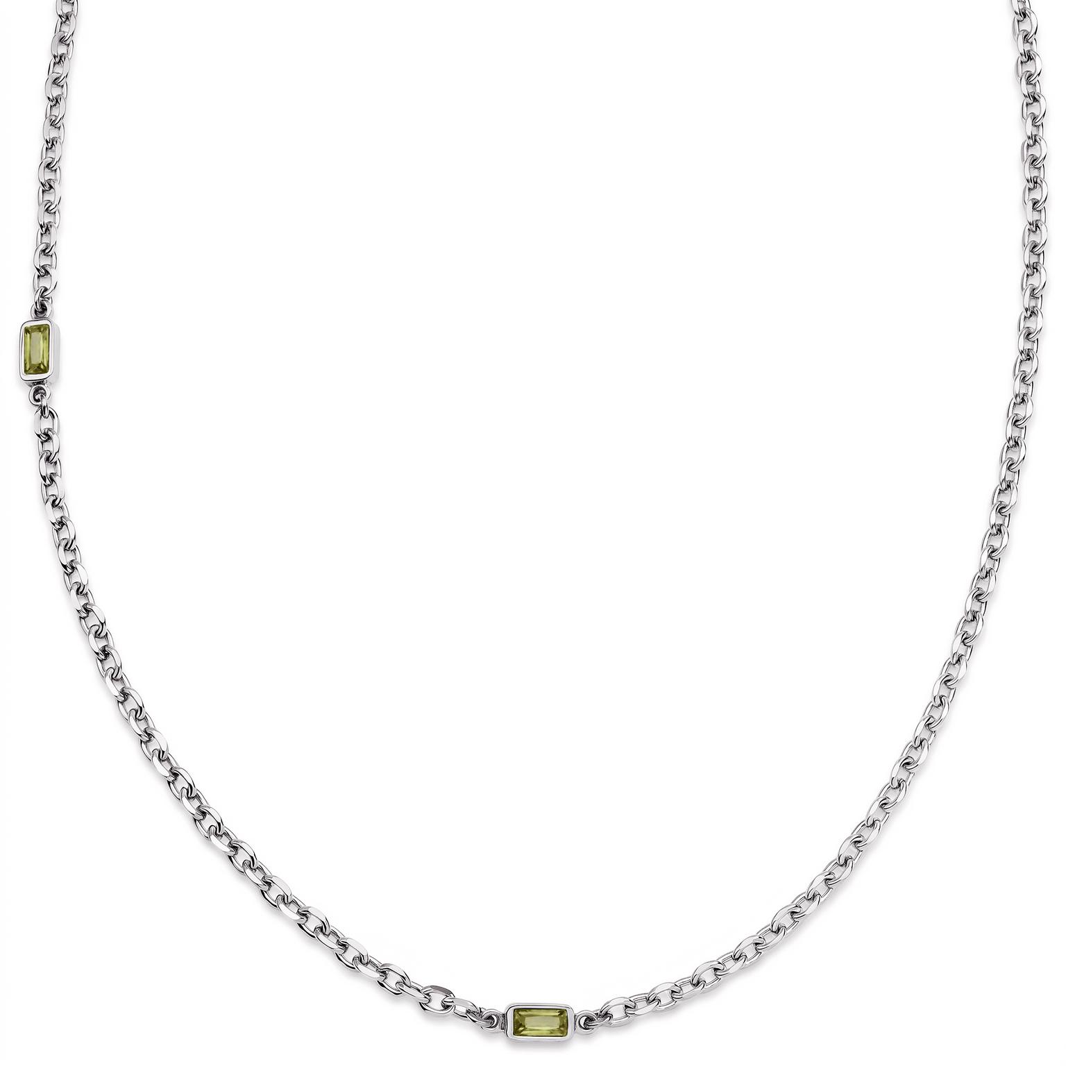 Prism | Collar de eslabón doble plateado con piedras de cristal verde lima Prism | Collar de eslabón doble plateado con piedras de cristal verde lima