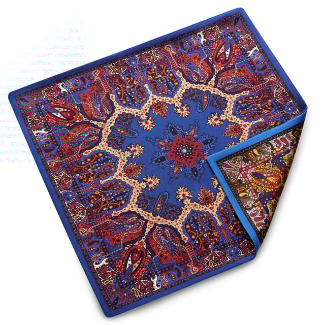 Elegio | Fazzoletto Da Taschino In Seta Double Face Con Motivo Blu E Celeste P - Foto 12