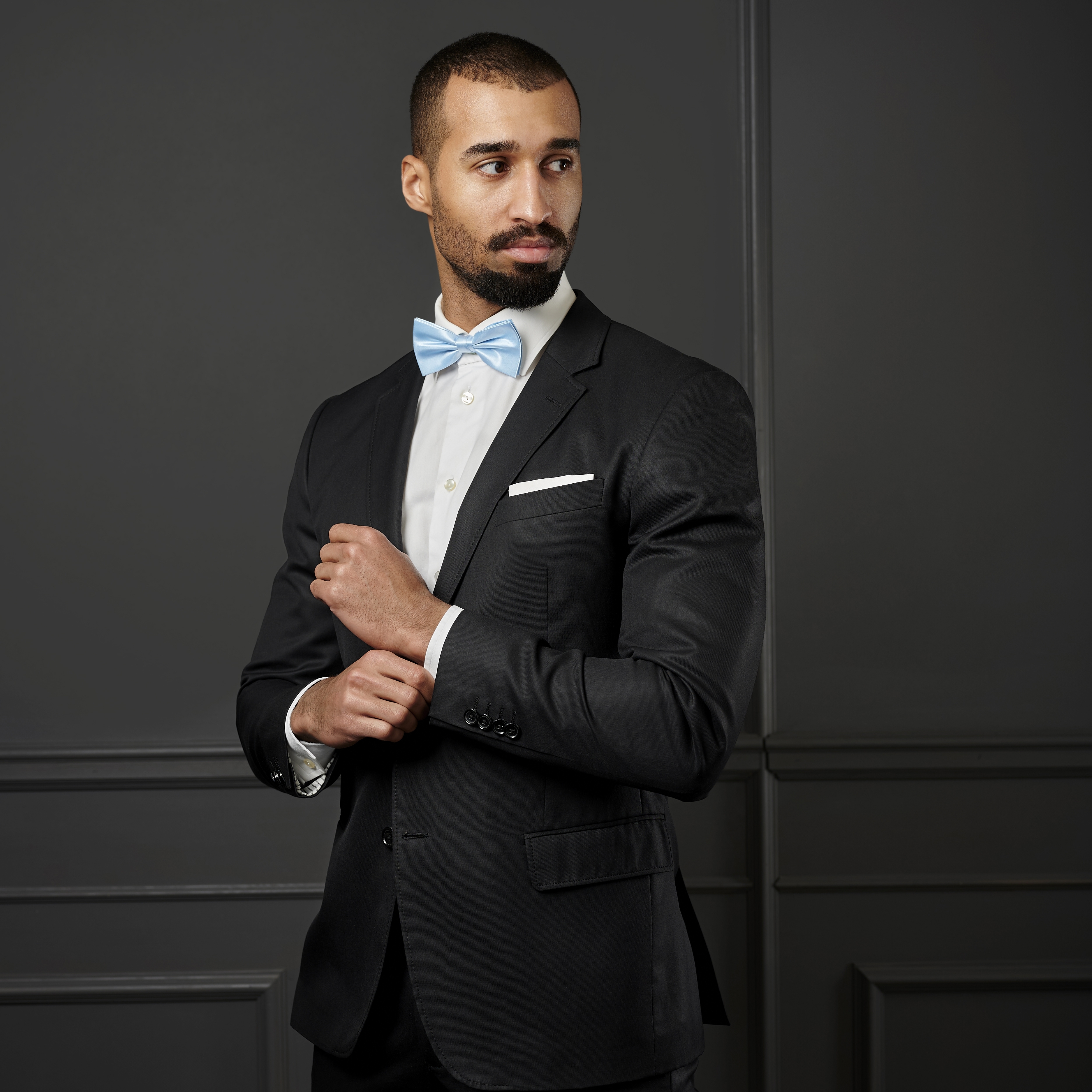 Noeud papillon bleu poupon brillant  - 4