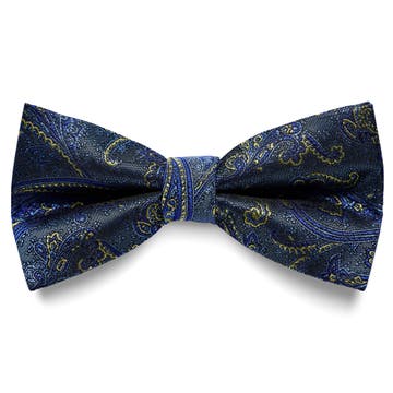 Lyseblå & Guld Paisley Bundet Silkebutterfly Lyseblå & Guld Paisley Bundet Silkebutterfly