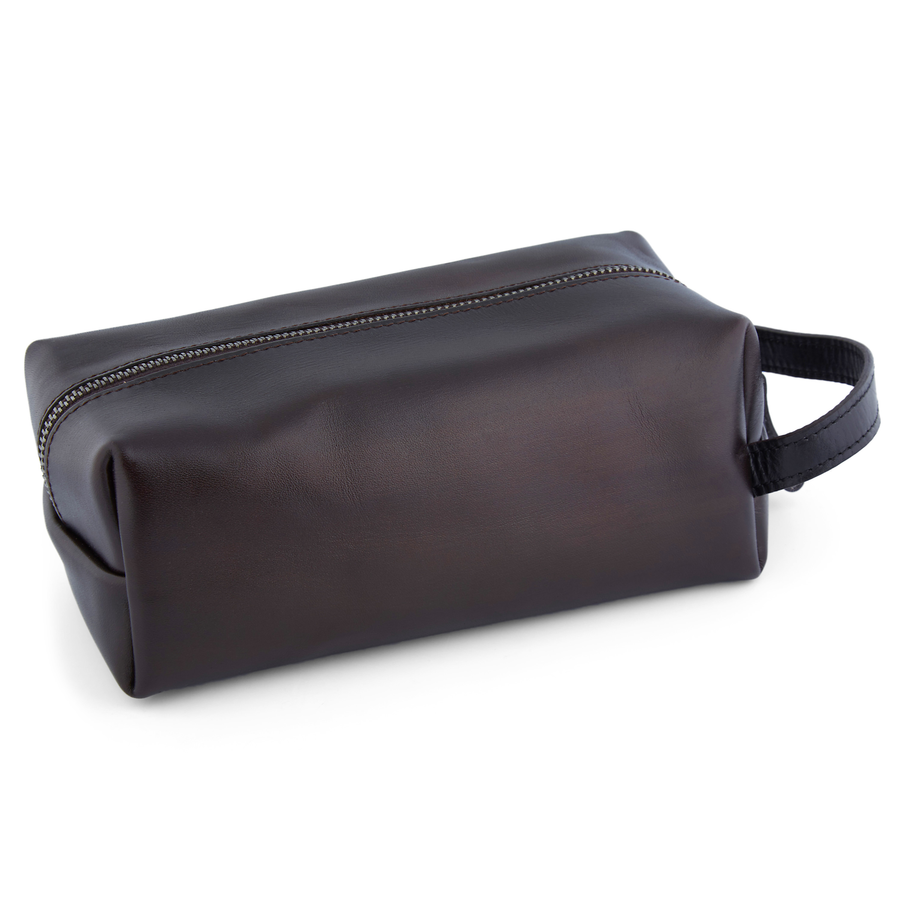 Kaffeebrauner Leder Kulturbeutel - 3