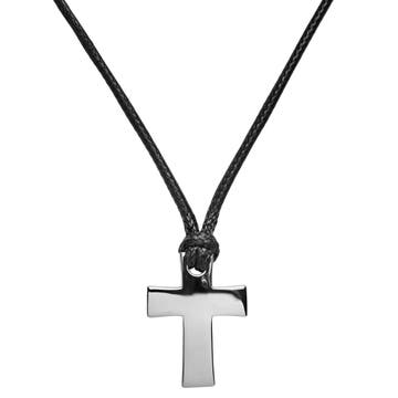 Gravel | Collana con cordino e croce in acciaio inossidabile