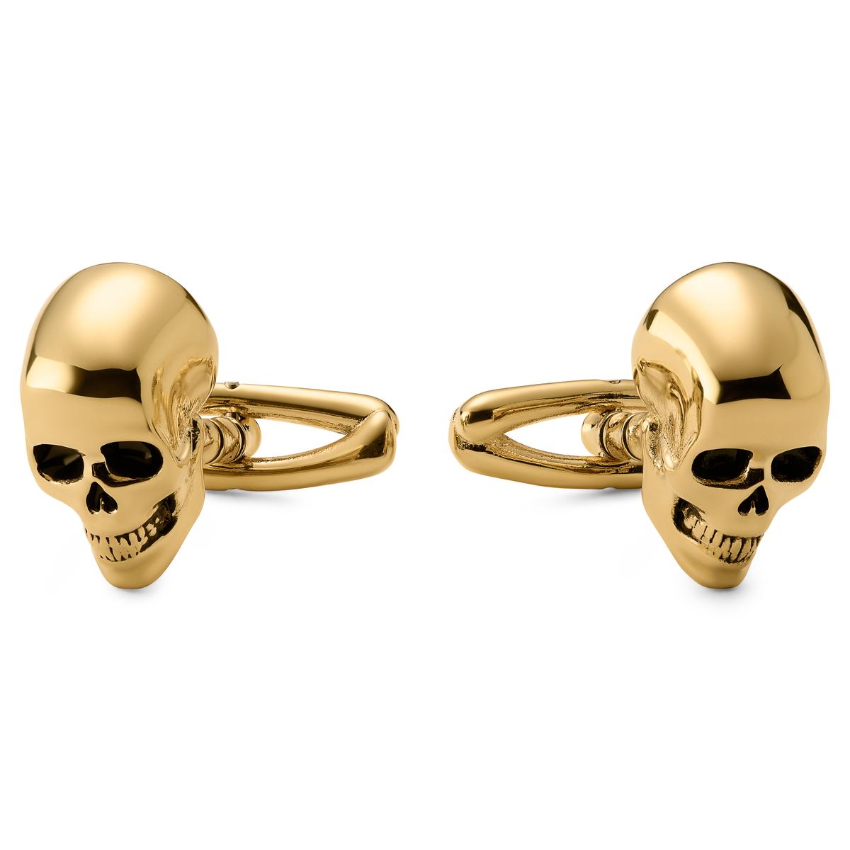 Aspero Gold-tone Stainless Steel Skull Cufflink In stock
