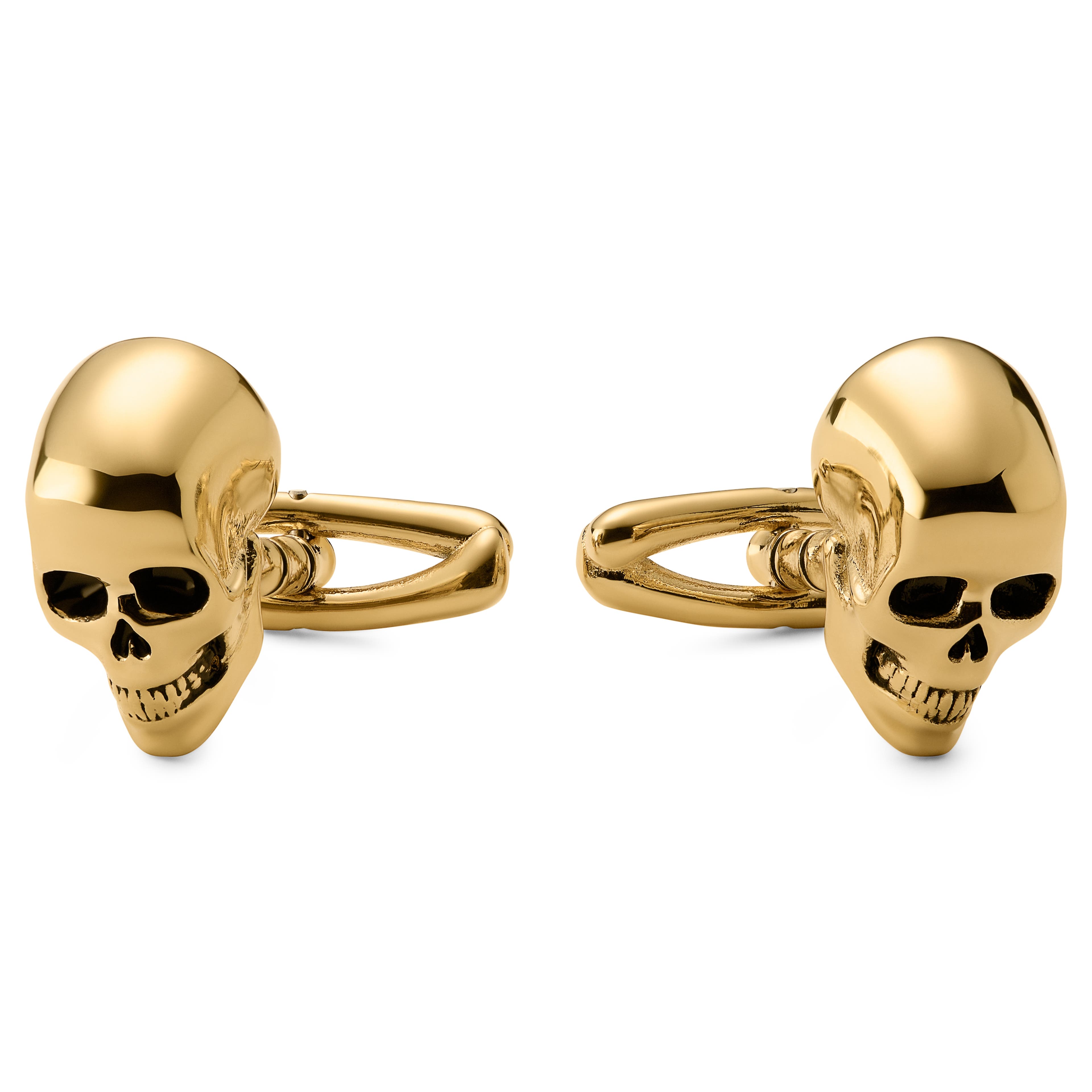 Aspero | Χρυσαφί Ατσάλινα Μανικετόκουμπα Skull