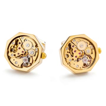 Mechanical Movement Cufflinks – Gold Case with Gold Dial Mechanical Movement Cufflinks – Gold Case with Gold Dial