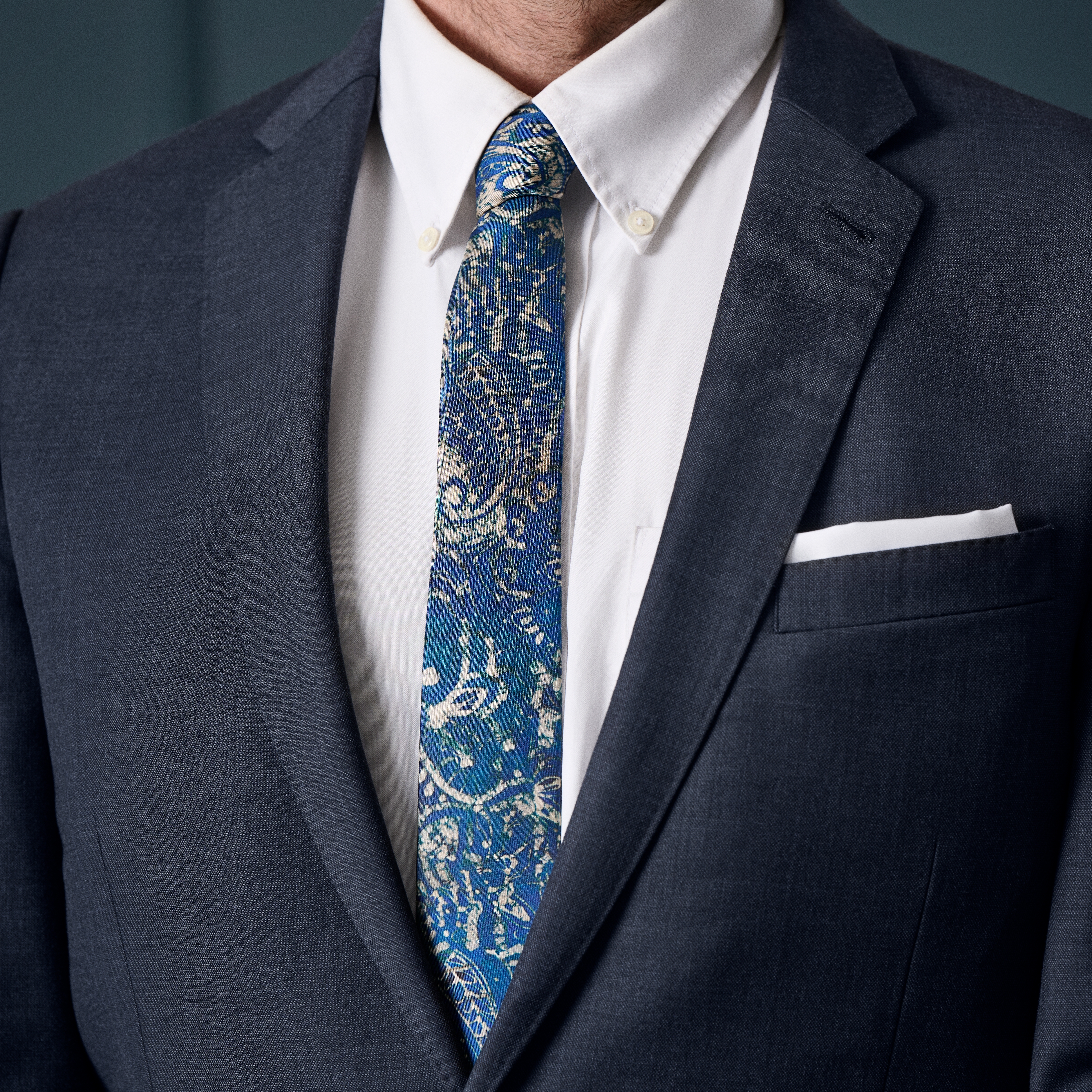 Virtuo | 6 cm Dark Blue Paisley Silk Necktie - 3