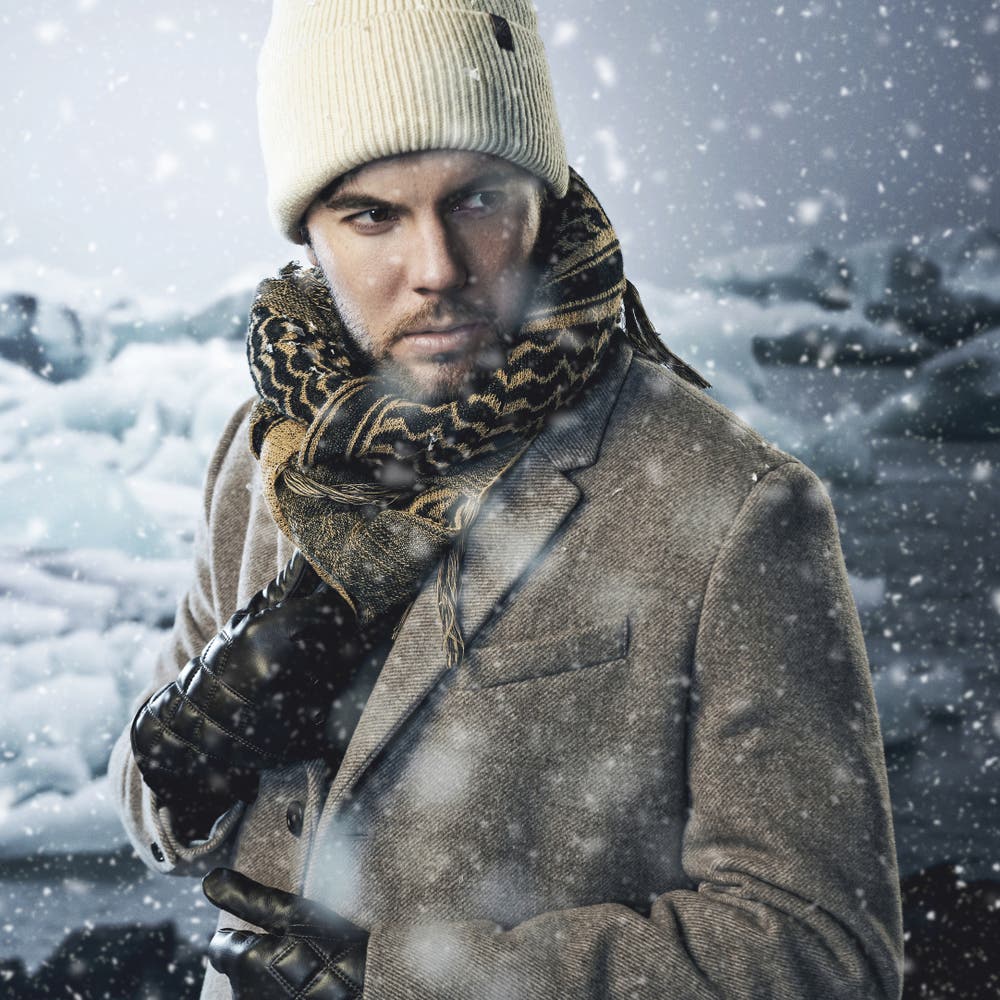 hover: Sand And Black Chequered Scarf Bandana hover: Sand And Black Chequered Scarf Bandana