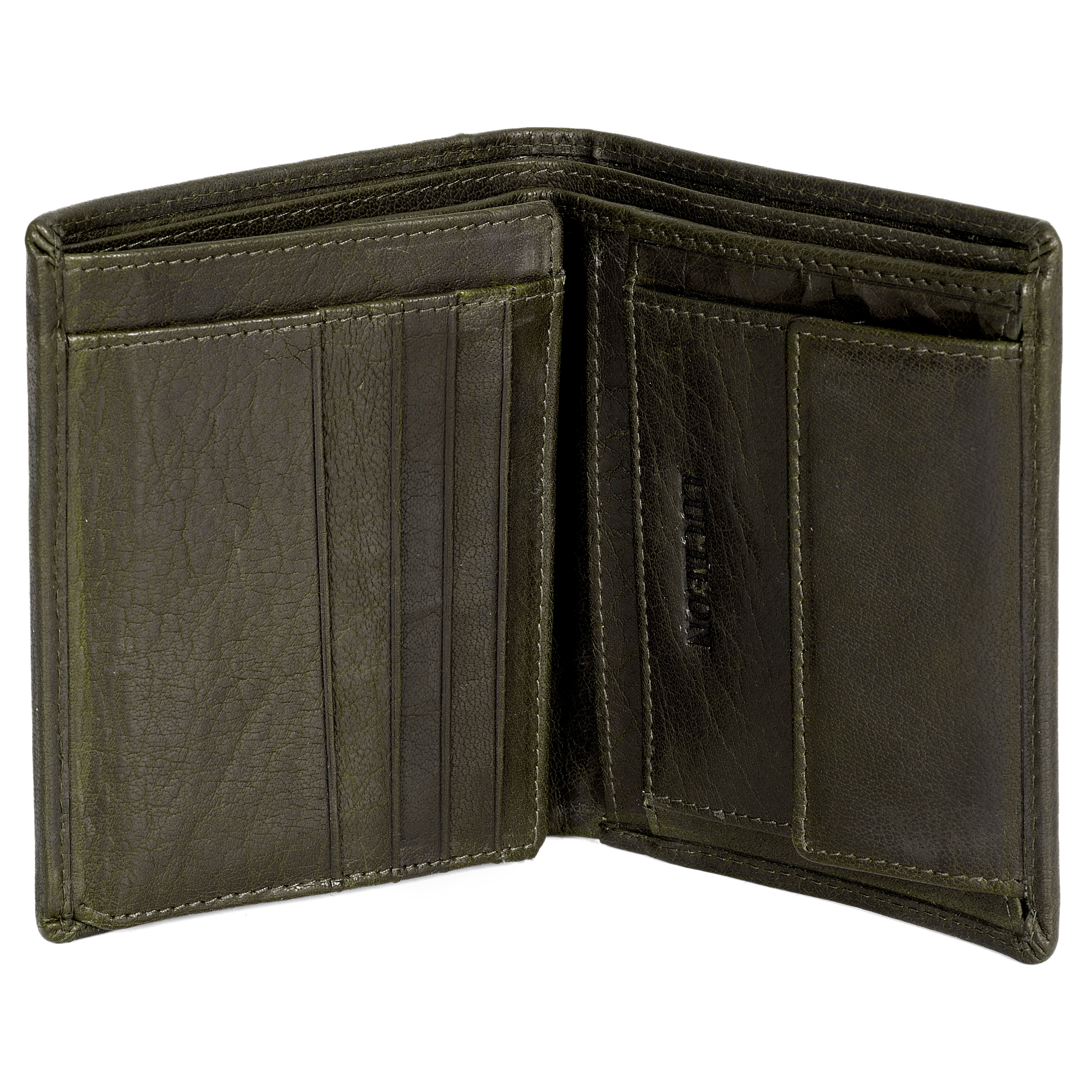 Oliwkowy skórzany rustykalny portfel RFID Montreal - 4