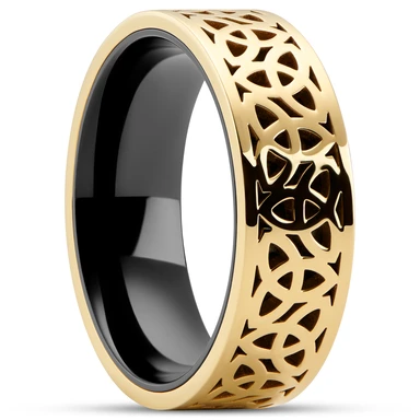 Hyperan | 8 mm Goldfarbener Titan-Ring mit keltischem Knoten Hyperan | 8 mm Goldfarbener Titan-Ring mit keltischem Knoten