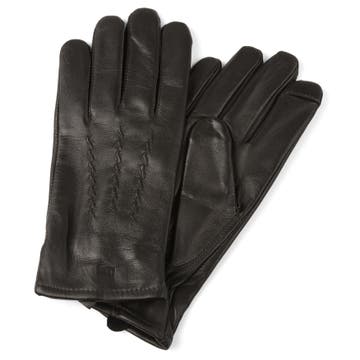 Cuffed Dark Brown Touchscreen Compatible Sheep leather Gloves