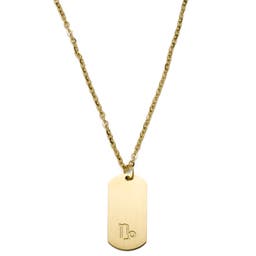 Zodiac | Gold-Tone Capricorn Star Sign Dog Tag Cable Chain Necklace