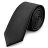 Cravatta skinny da 6 cm nera con motivo gros-grain