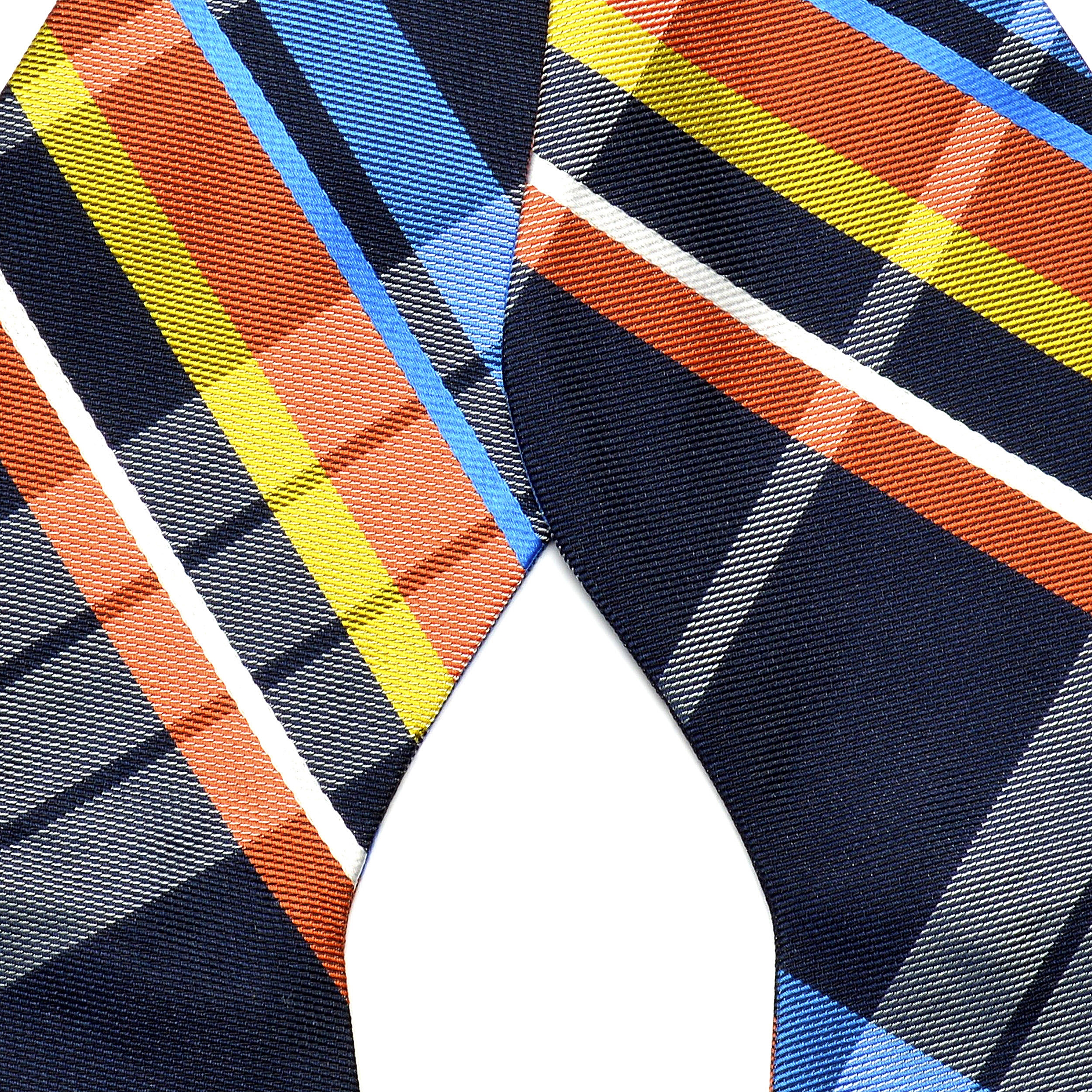 Noeud papillon à nouer en soie motif plaid bleu - 2