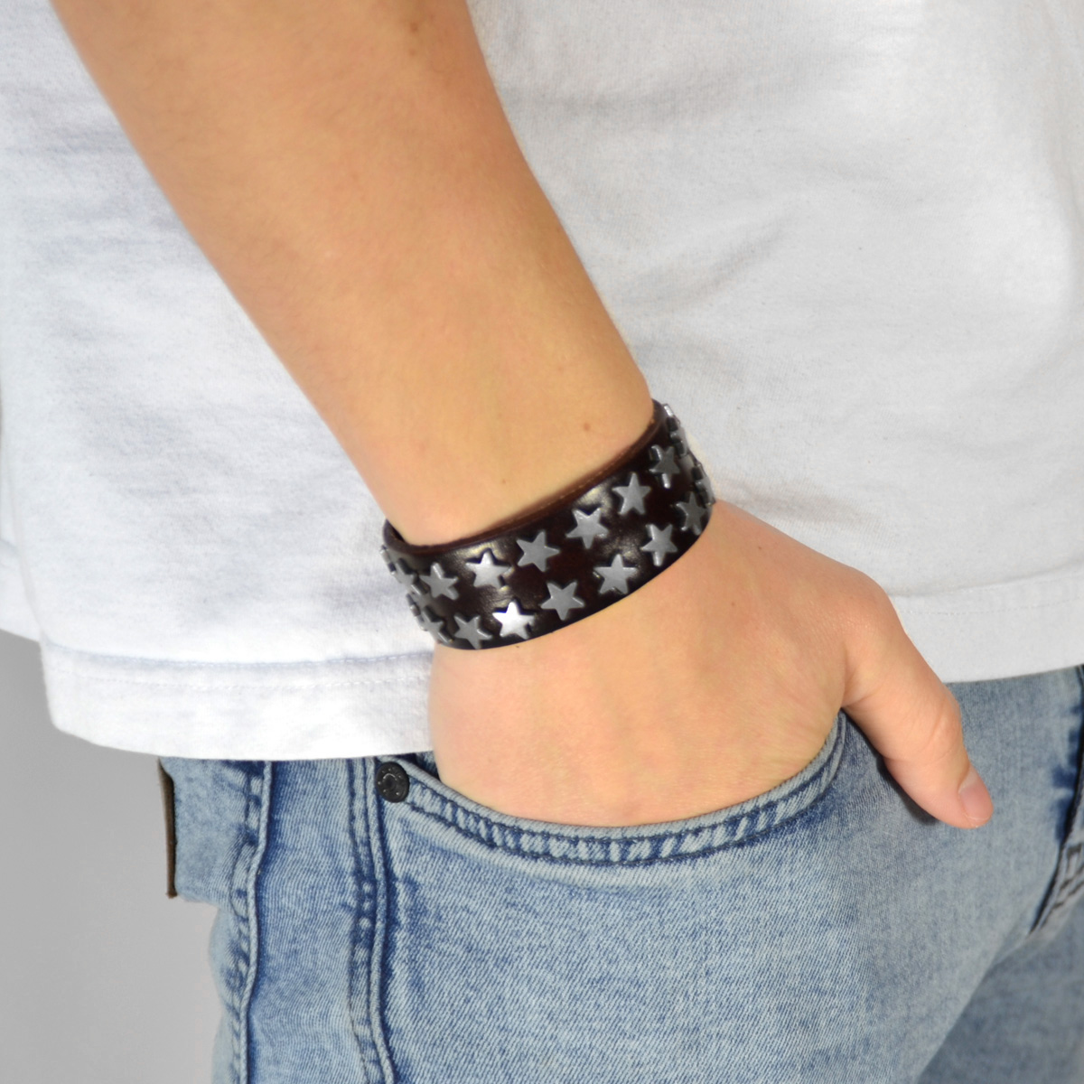 Mørkebrunt Stjerne Lærarmbånd - 3