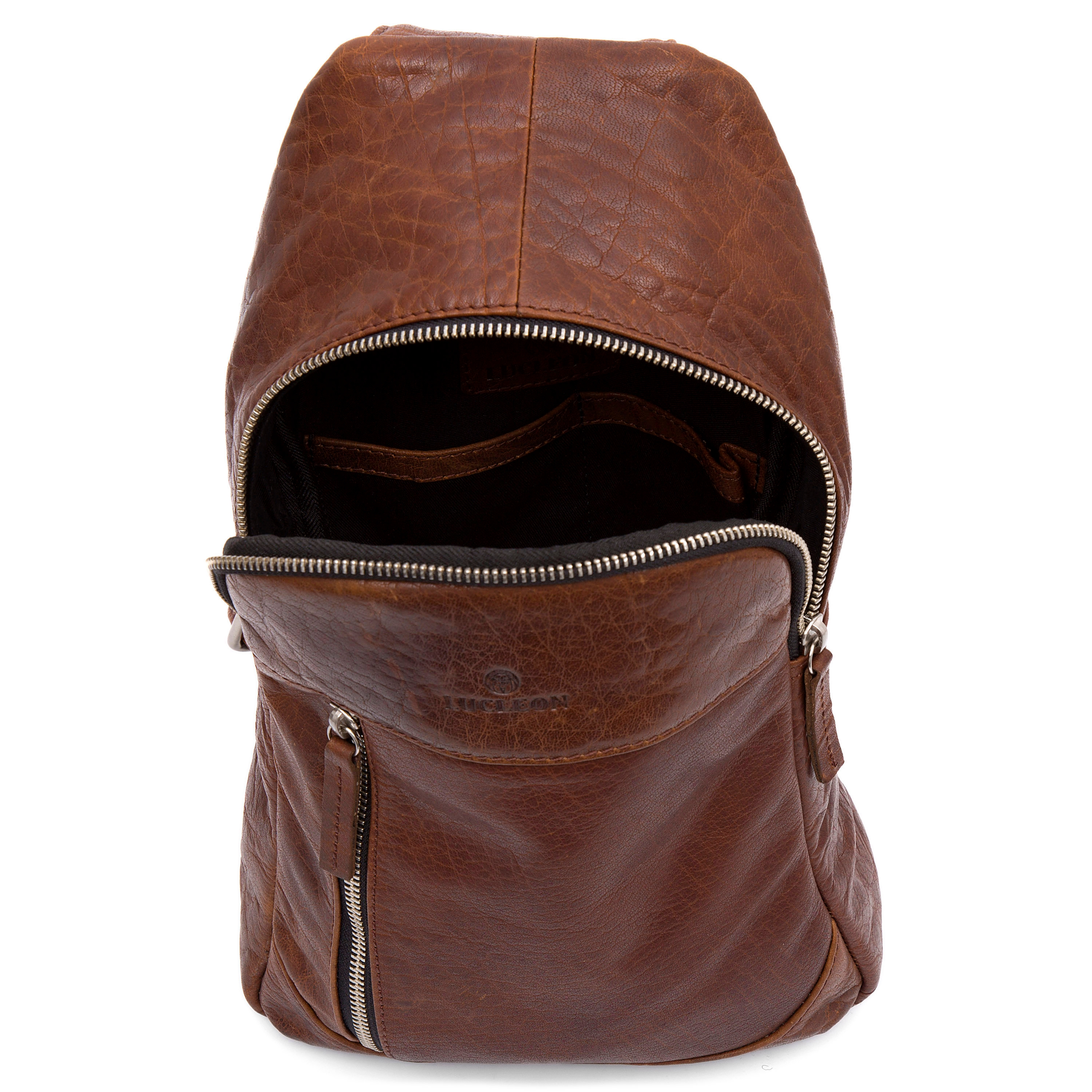 Minimochila cruzada de cuero canela Montreal - 4