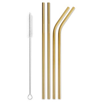 Dishwasher-Safe Gold-Tone Stainless Steel Straws | Set of 4 Dishwasher-Safe Gold-Tone Stainless Steel Straws | Set of 4