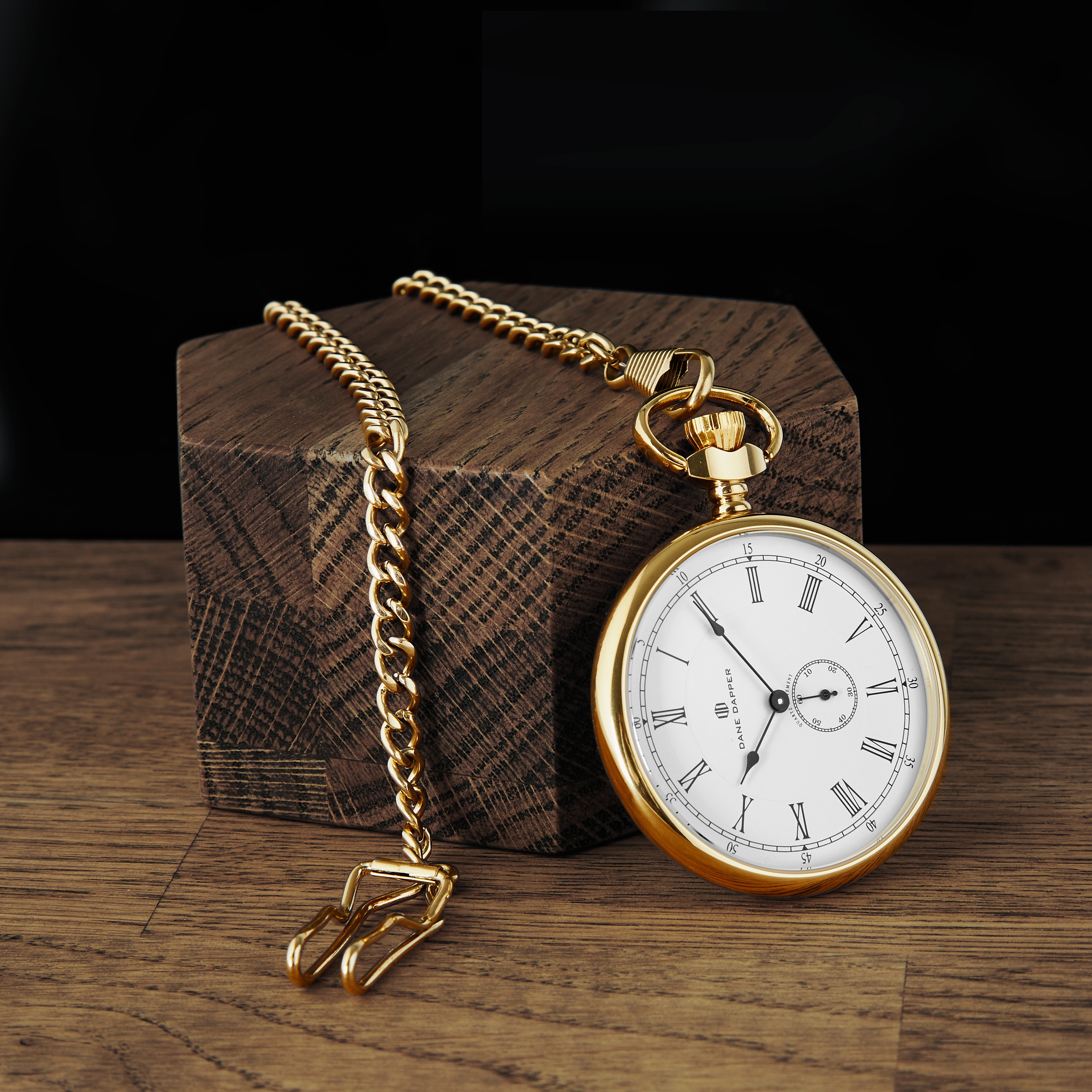 Gold-Toned & White Time Keeper Pocket Watch - 4