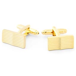Rectangle Gold-Tone Wave Cufflinks
