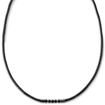 Tenvis | 3 mm Black Onyx Leather Necklace