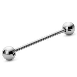 1 1/2" (38 mm) Silver-Tone Straight Ball-Tipped Surgical Steel Industrial Barbell