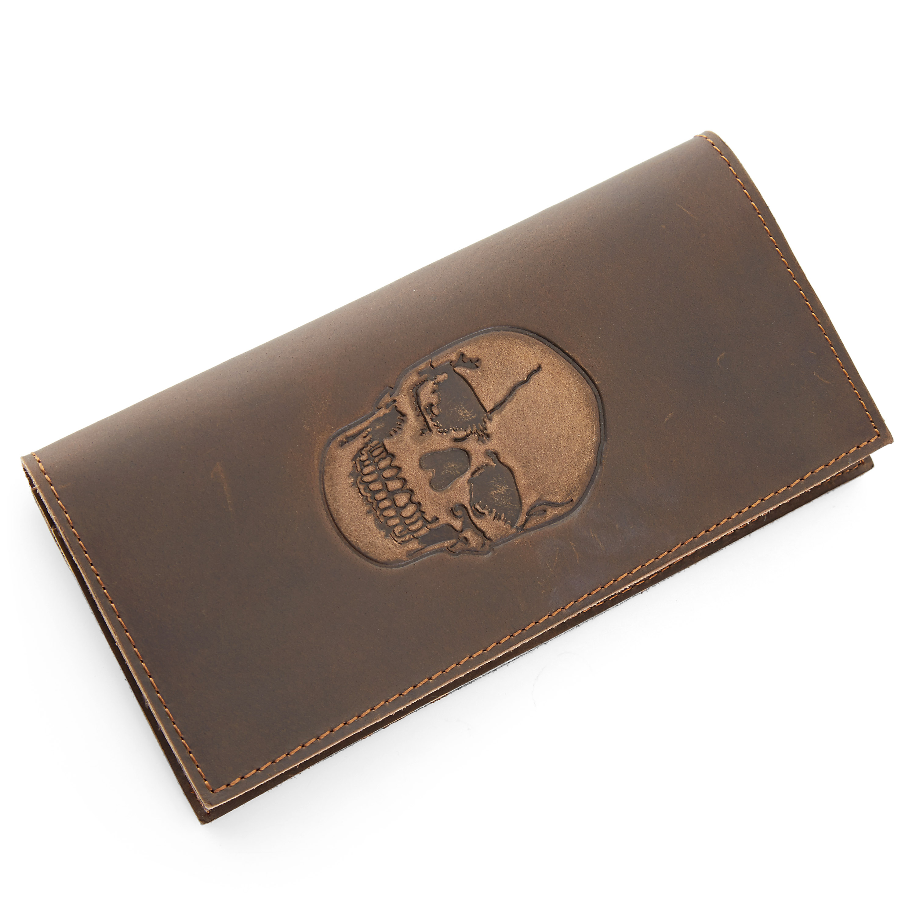 Stor Læderpung med Kraniemotiv - 5