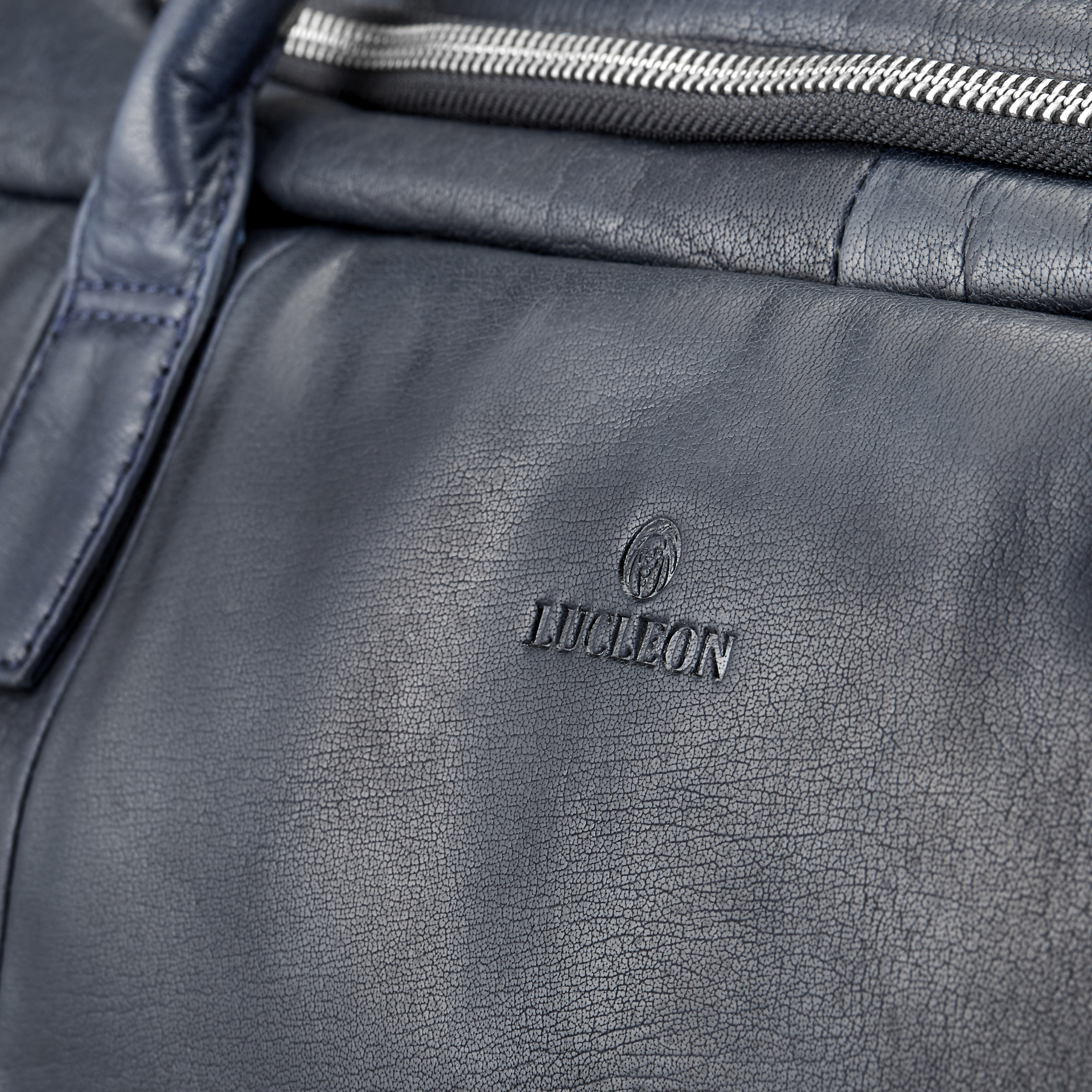 Bolsa de viaje grande de cuero azul marino Montreal - 8