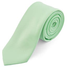 Krawat w kolorze zielonej mięty 6 cm Basic