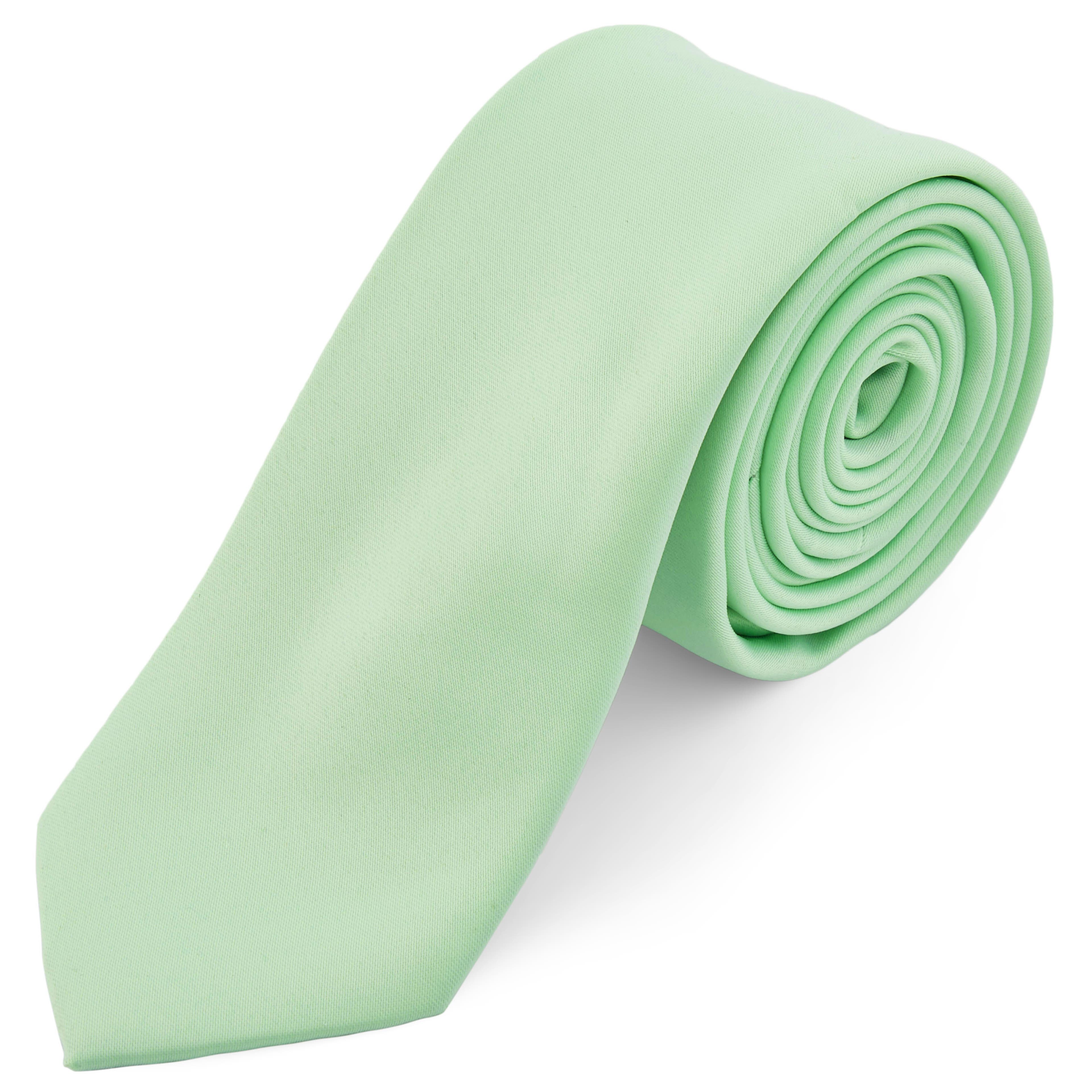 Едноцветна вратовръзка в ментов цвят 6 см