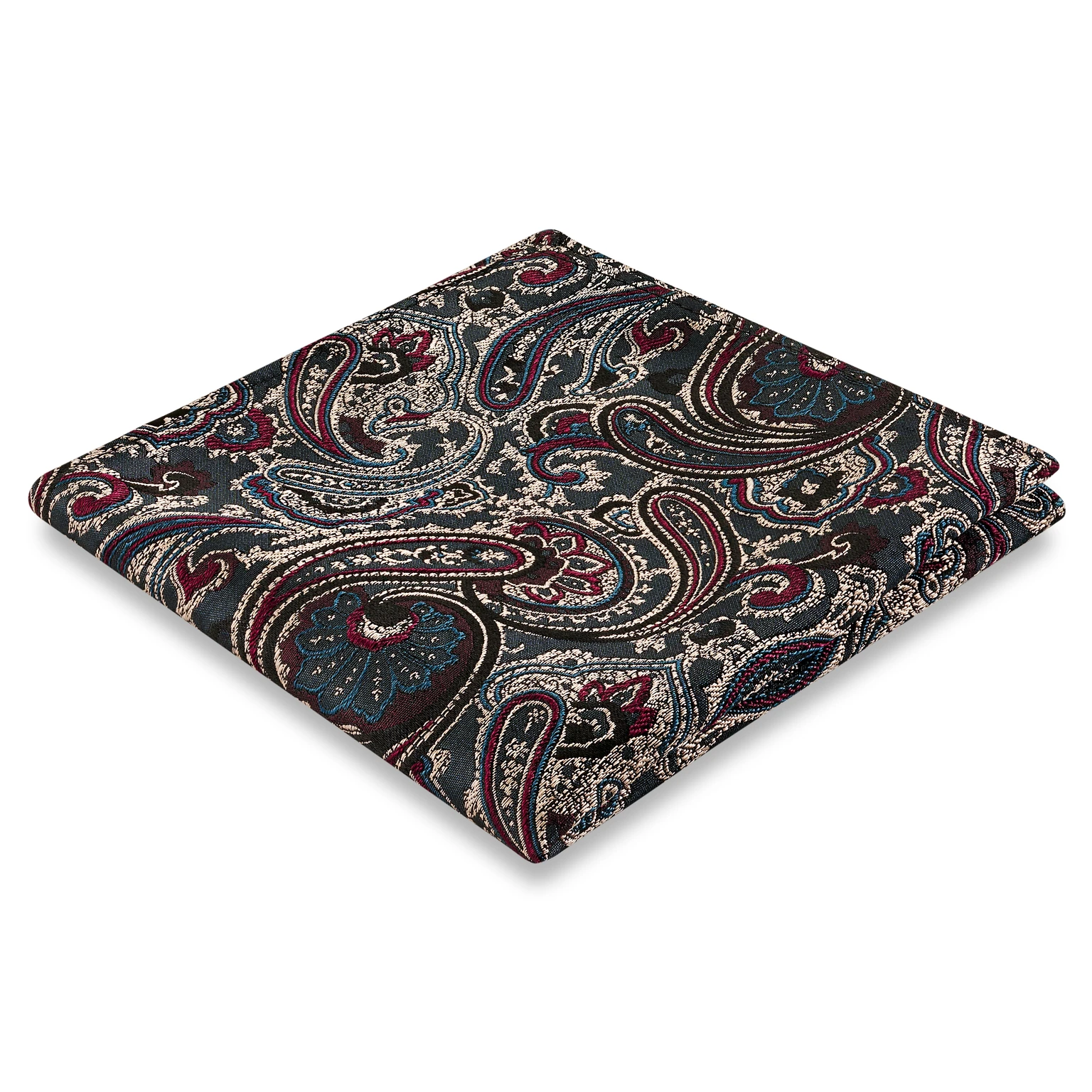 Dark Blue & Dark Green PAISLEY Pattern Silk Pocket Square Dark Blue & Dark Green PAISLEY Pattern Silk Pocket Square
