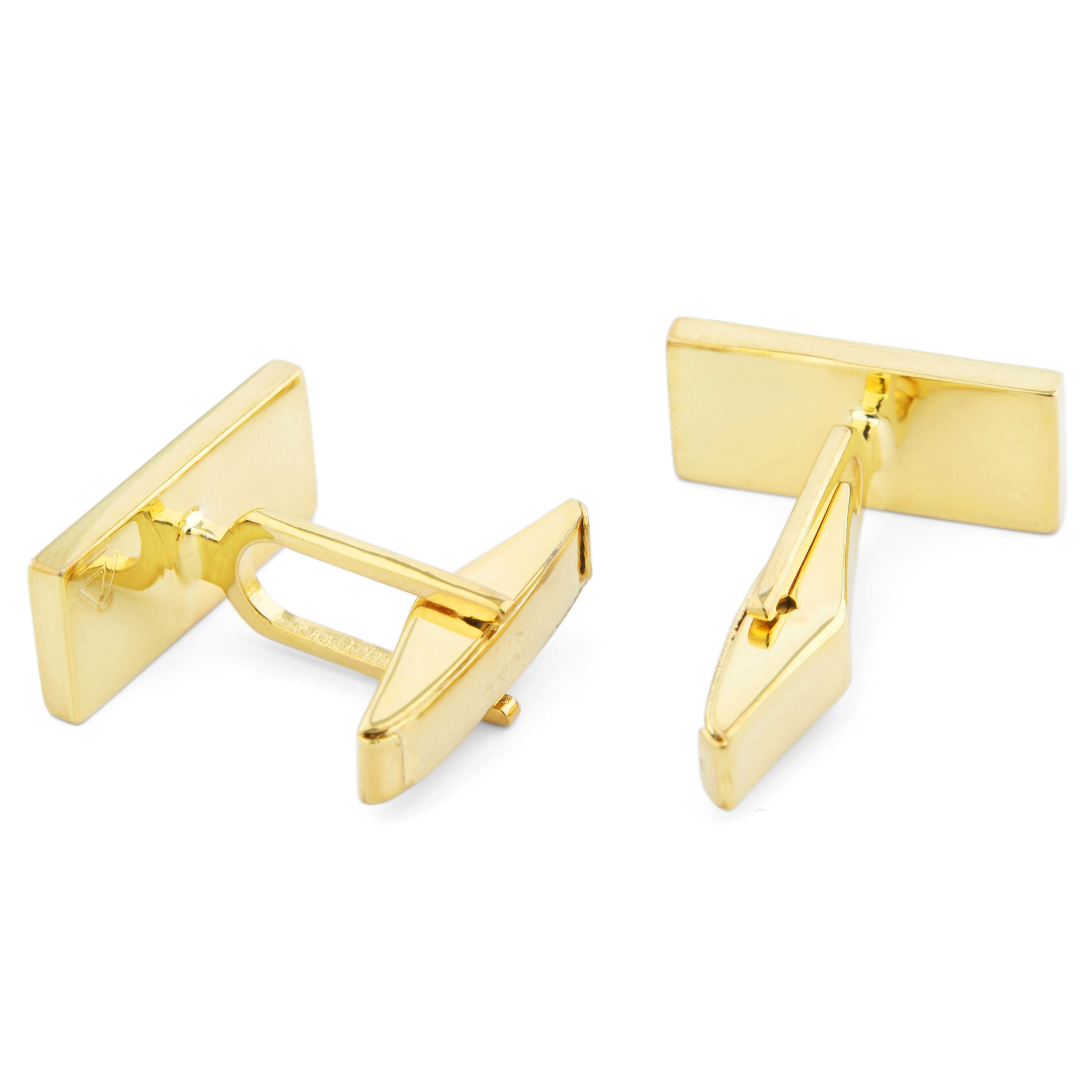 Rechteckige Goldene 925er Bling Manschettenknöpfe - 3