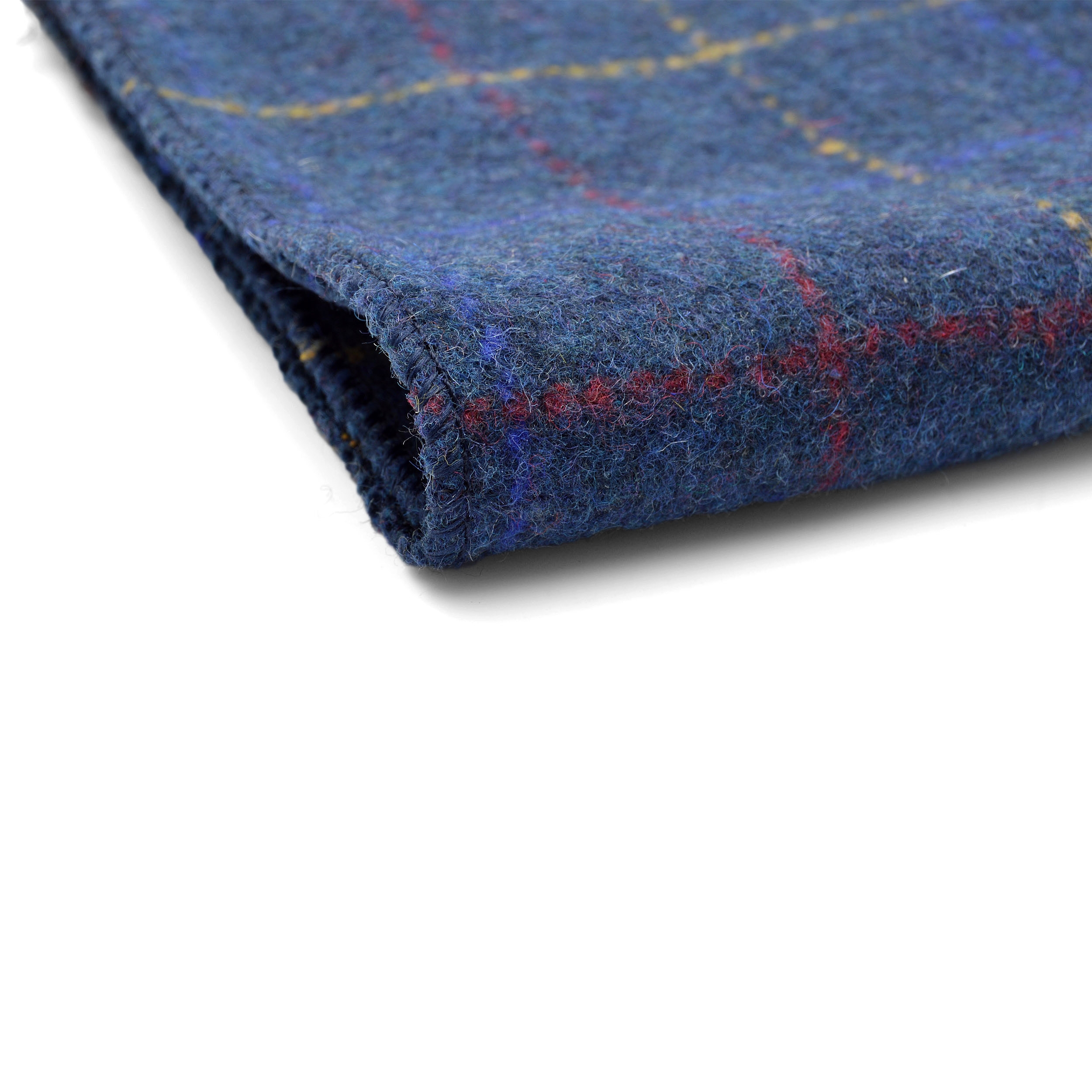 Pochette de costume en laine bleue à carreaux, coutures à la main. - 2