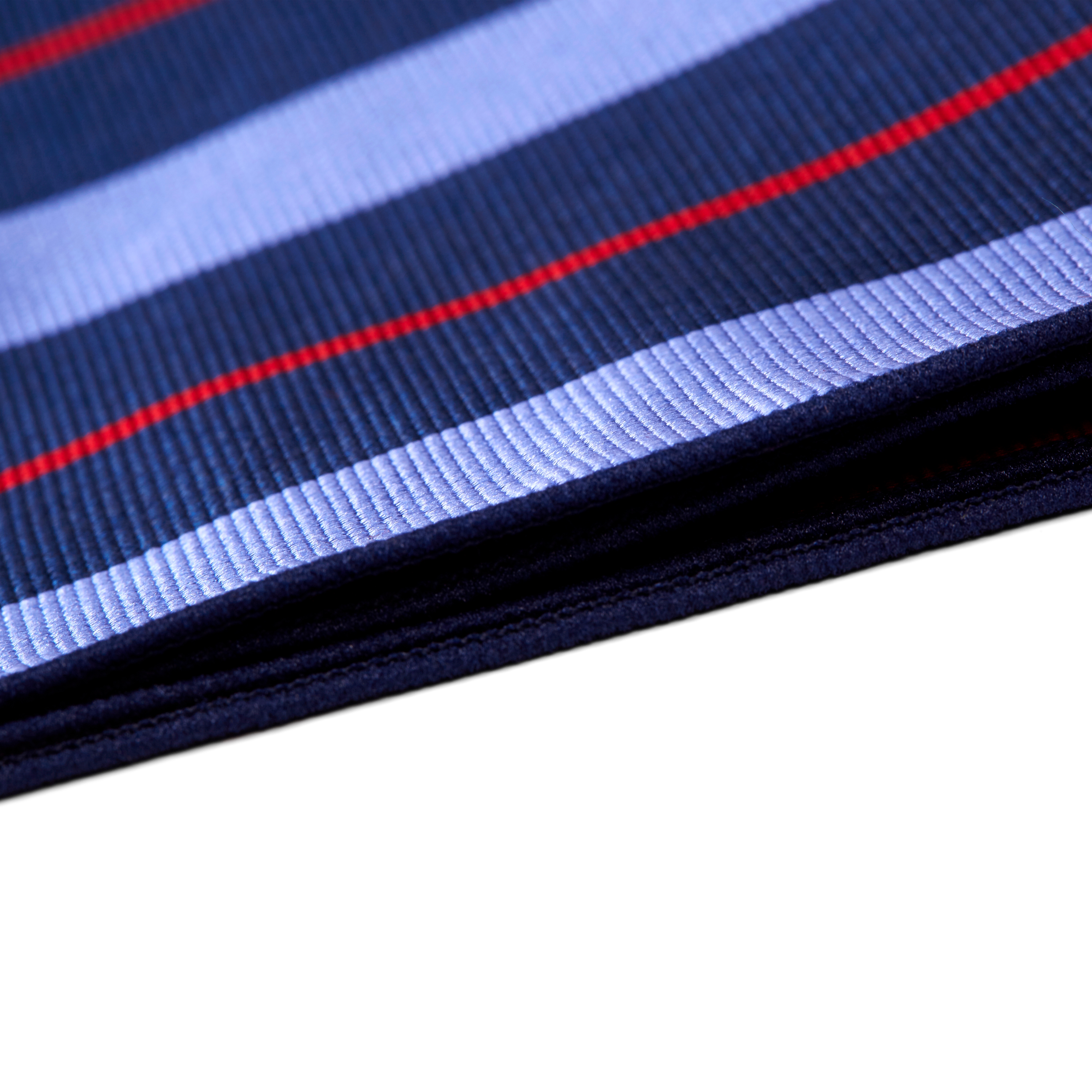 Pastel Blue & Red Stripe Navy Silk Pocket Square - 2