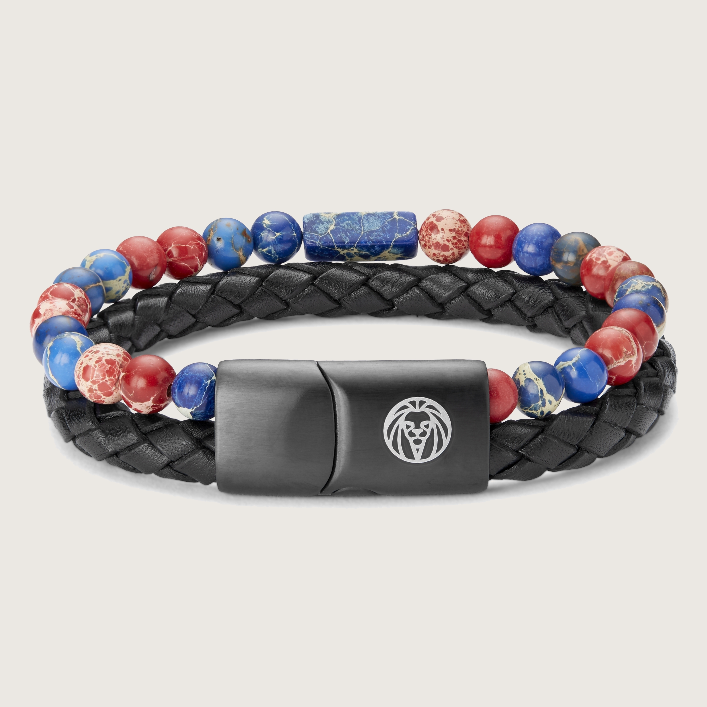アクセサリー blue.red Red & Blue Jasper & Leather Icon Bracelet | In stock! | Lucleon