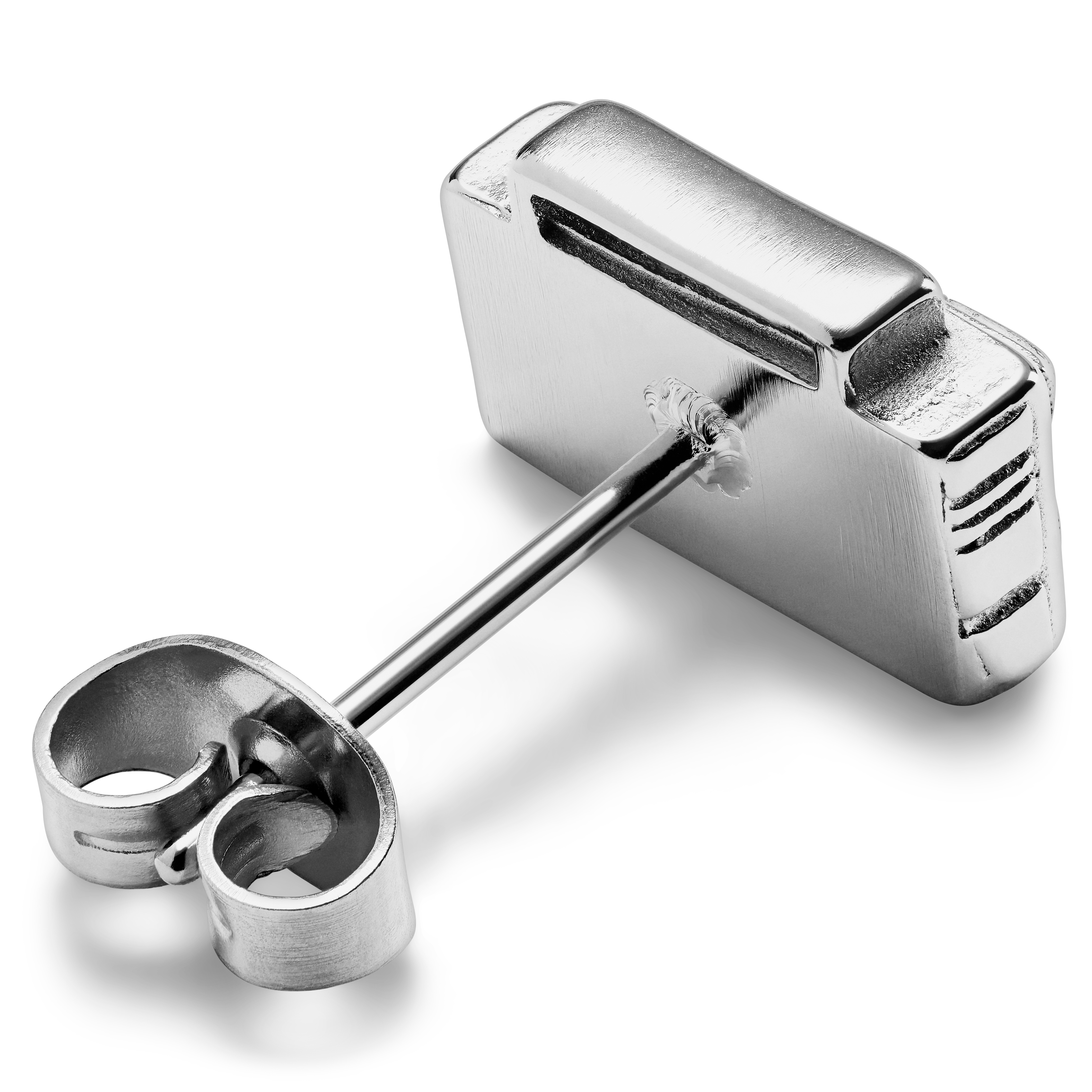 Jaygee | Sølvtonet Stud Øredobb med Radio - 2