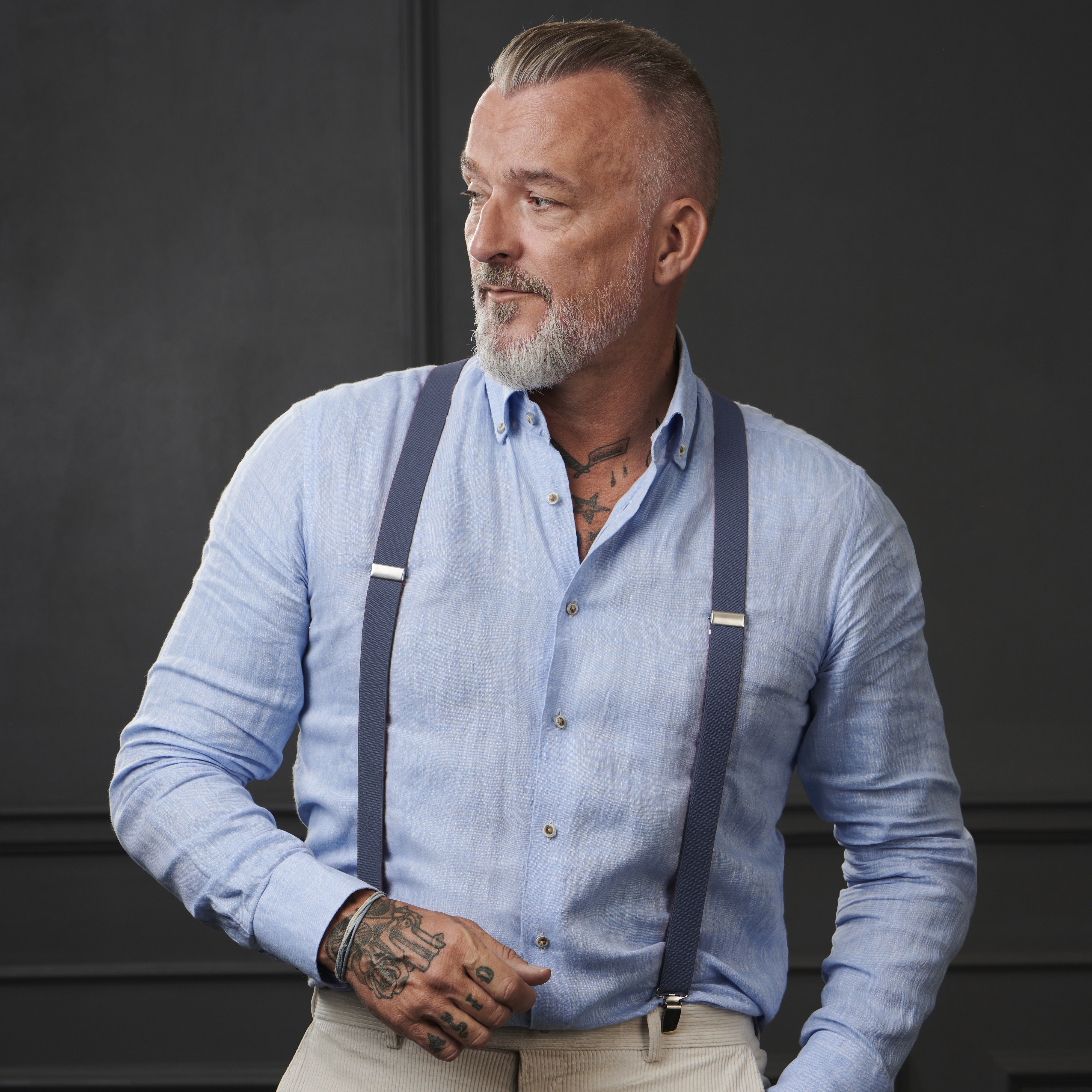 Azure-Blue Slim Clip-On Suspenders  - 5