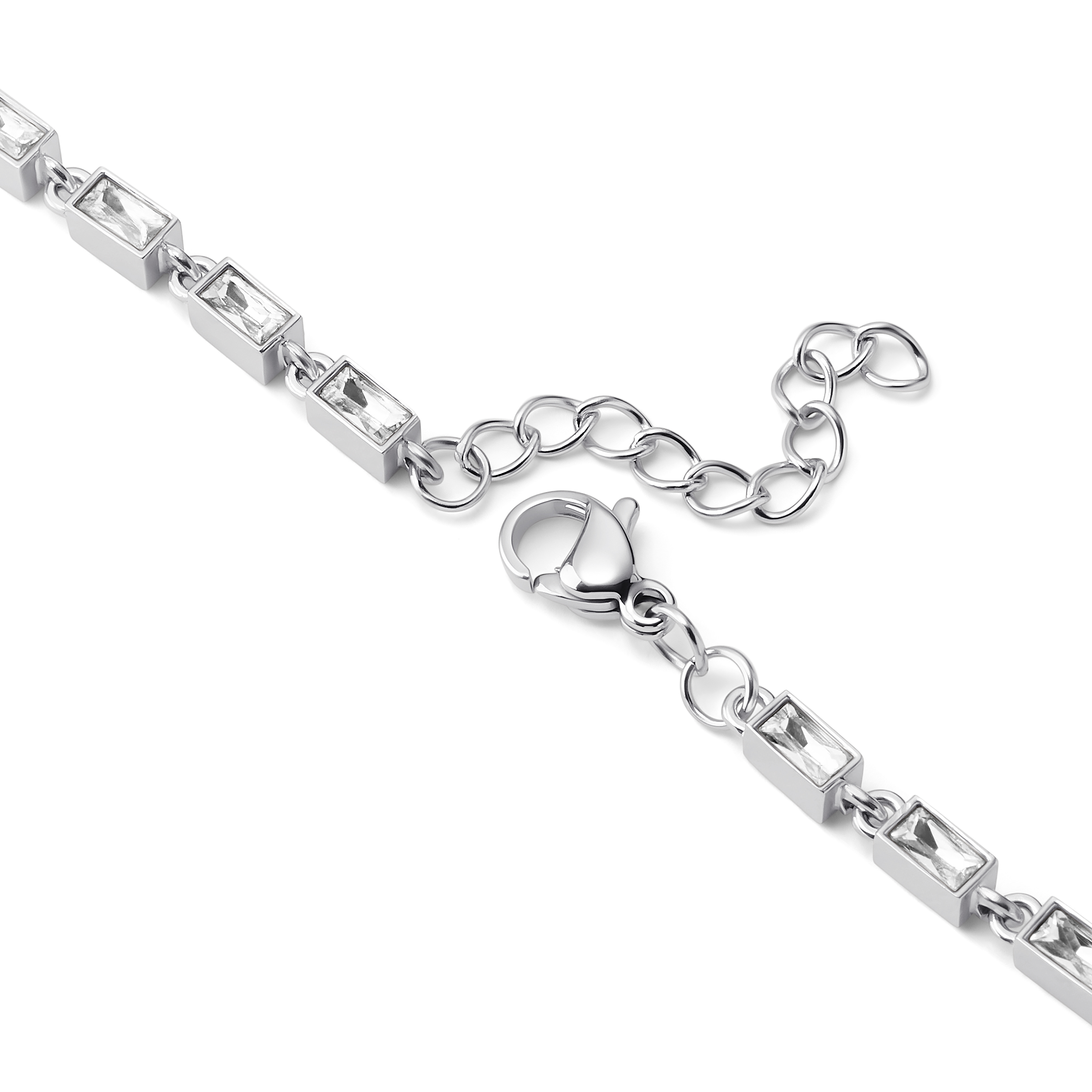 Facet | Silvertonat armband med vita kristallglasstenar - 4