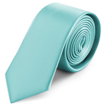 Gravata Estreita em Cetim Azul Bebé de 6 cm