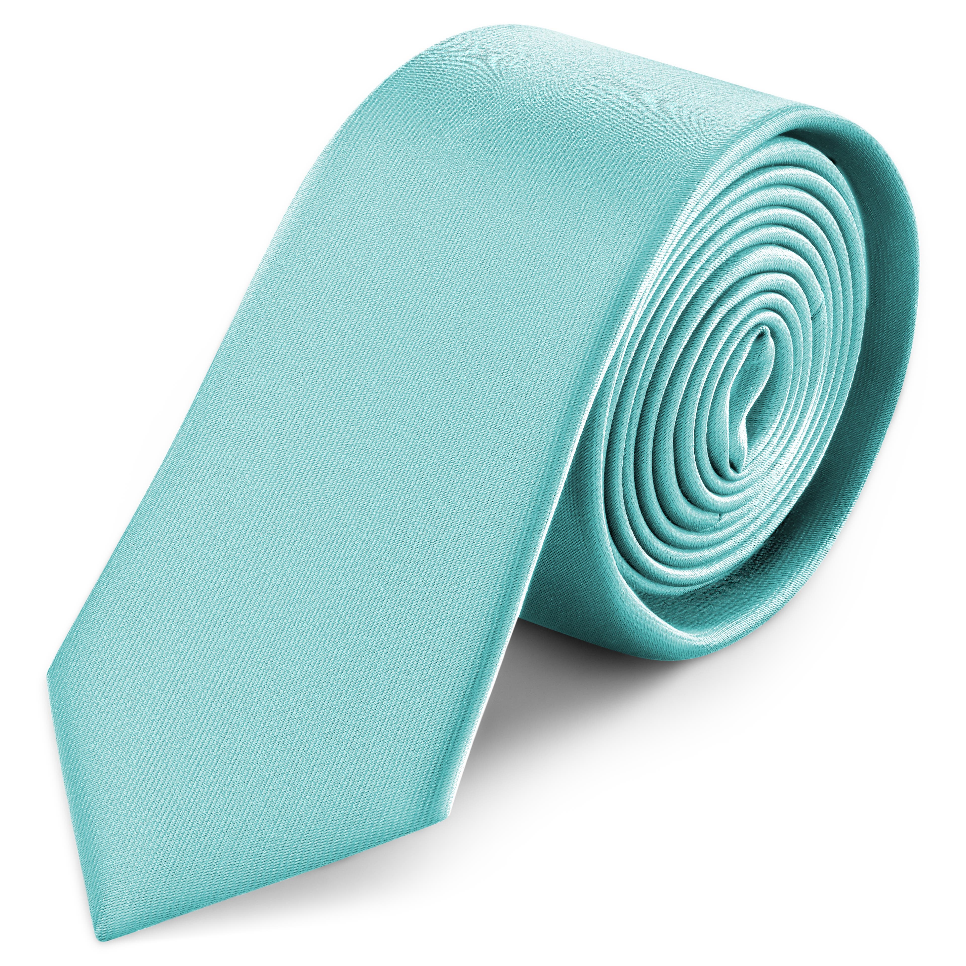 Cravate étroite en satin bleu ciel 6 cm